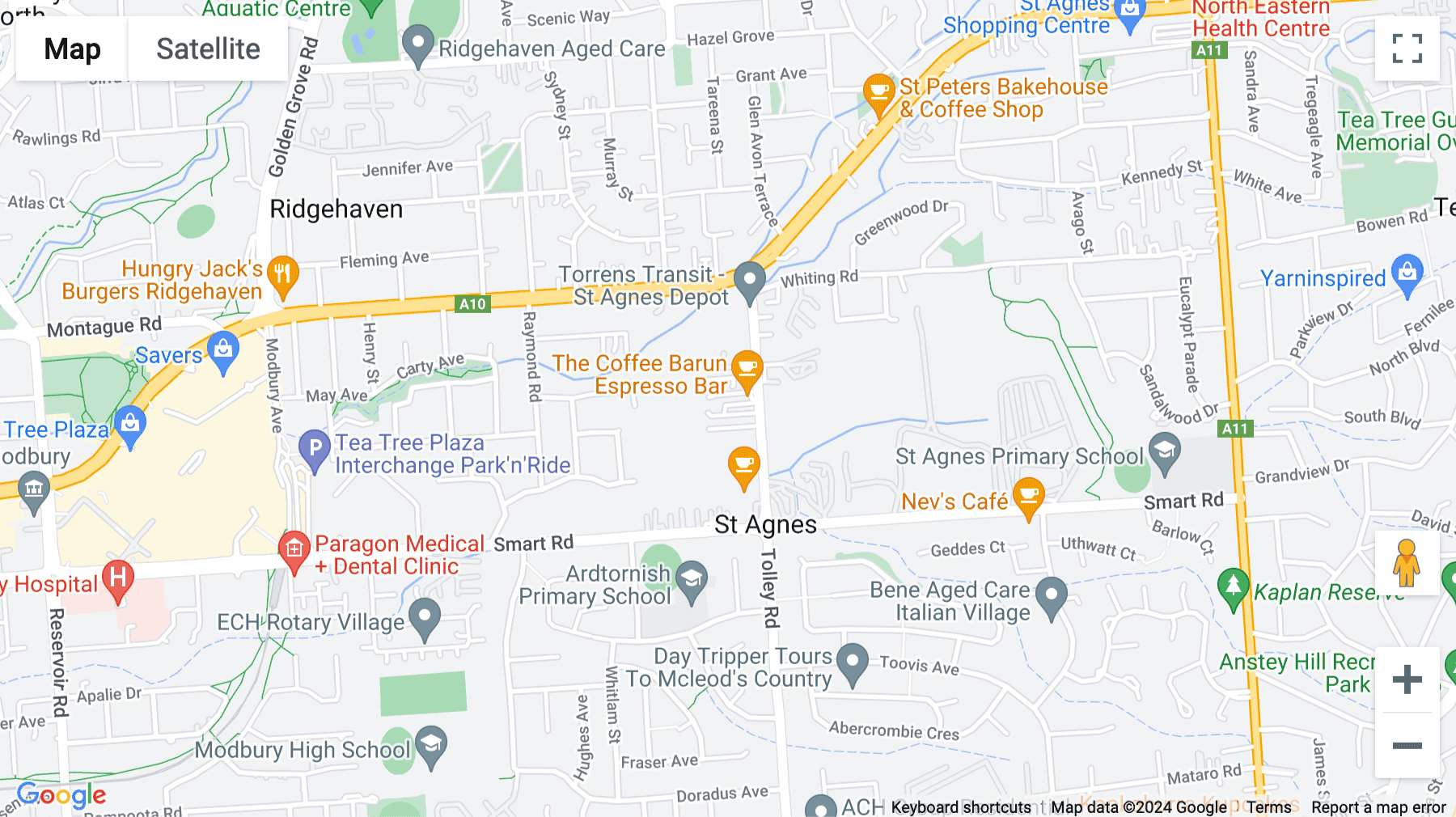 Click for interative map of 128B Tolley Road, St Agnes, Adelaide