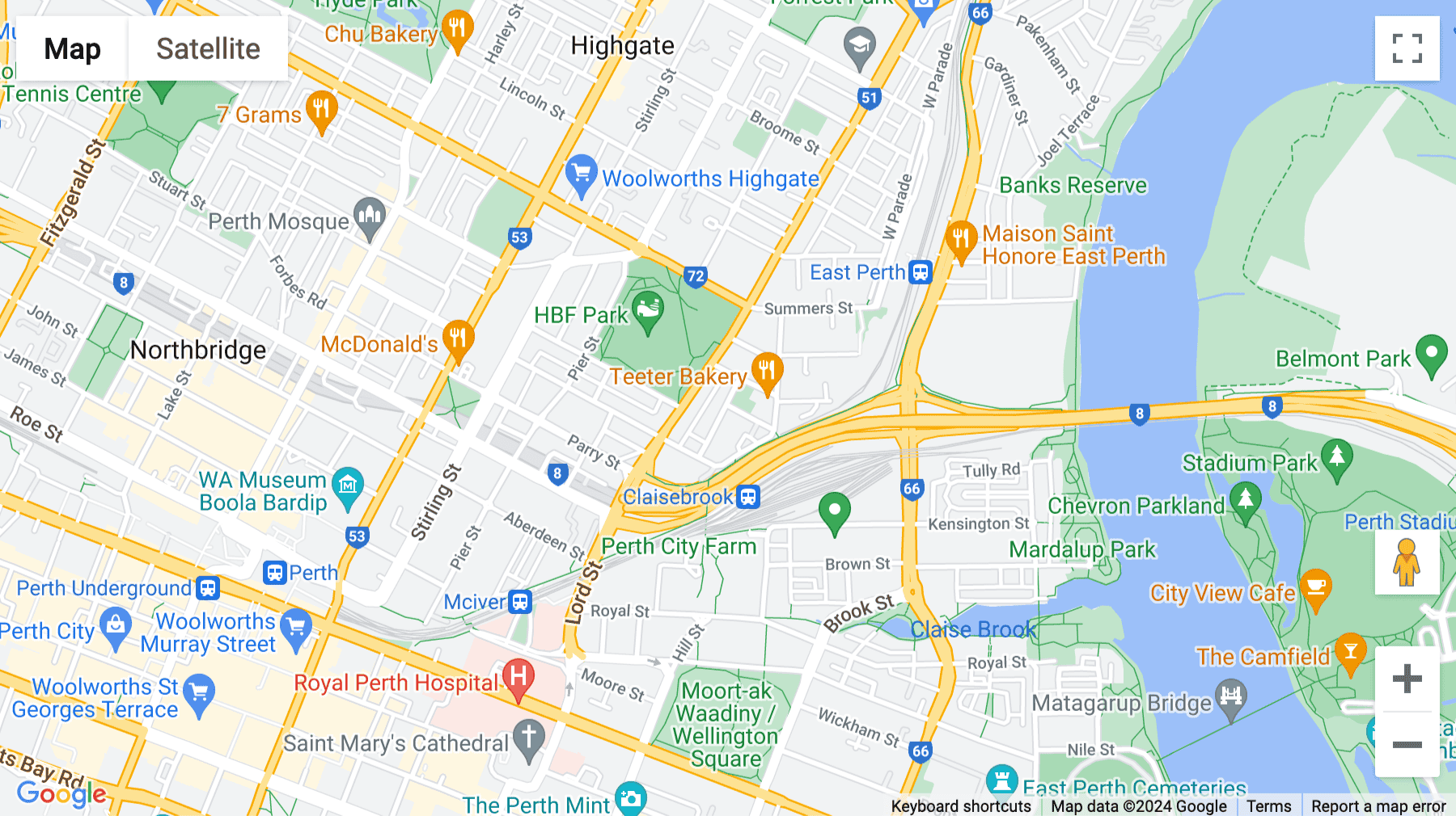 Click for interative map of 25 Gladstone Street, Perth, Perth
