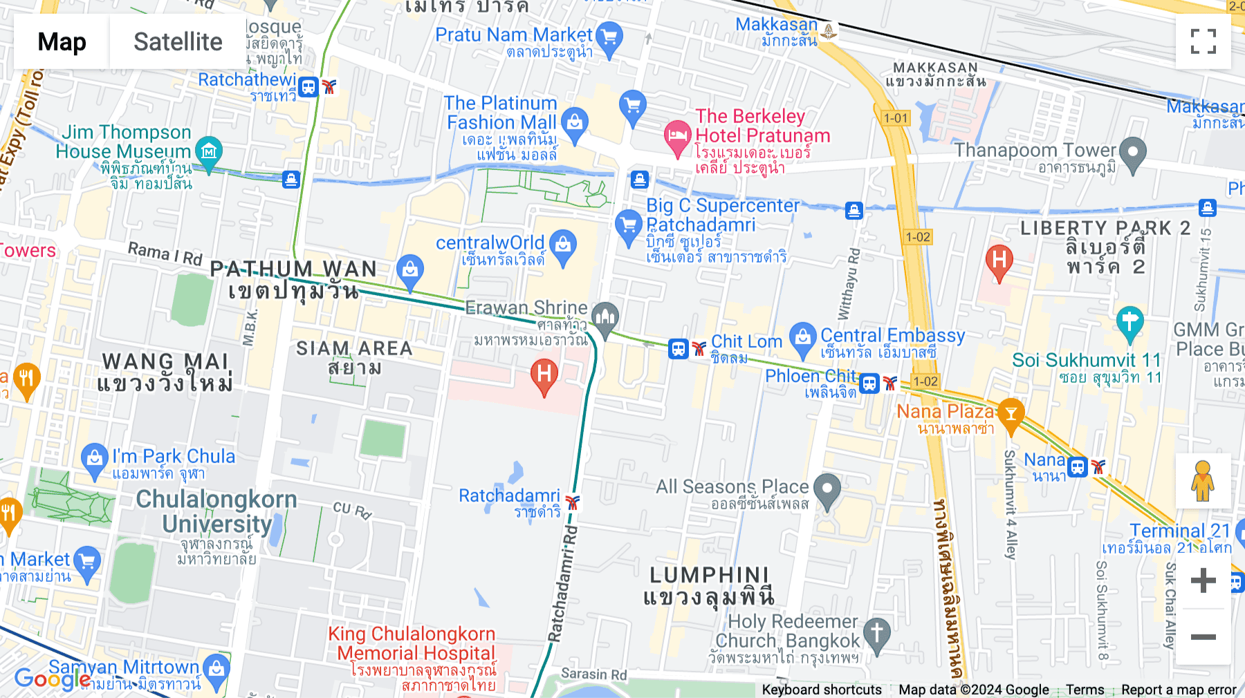 Click for interative map of Amarin Tower, Unit A, 5th Floor, 496-502 Ploenchit Road, Lumpini, Pathumwan, Bangkok