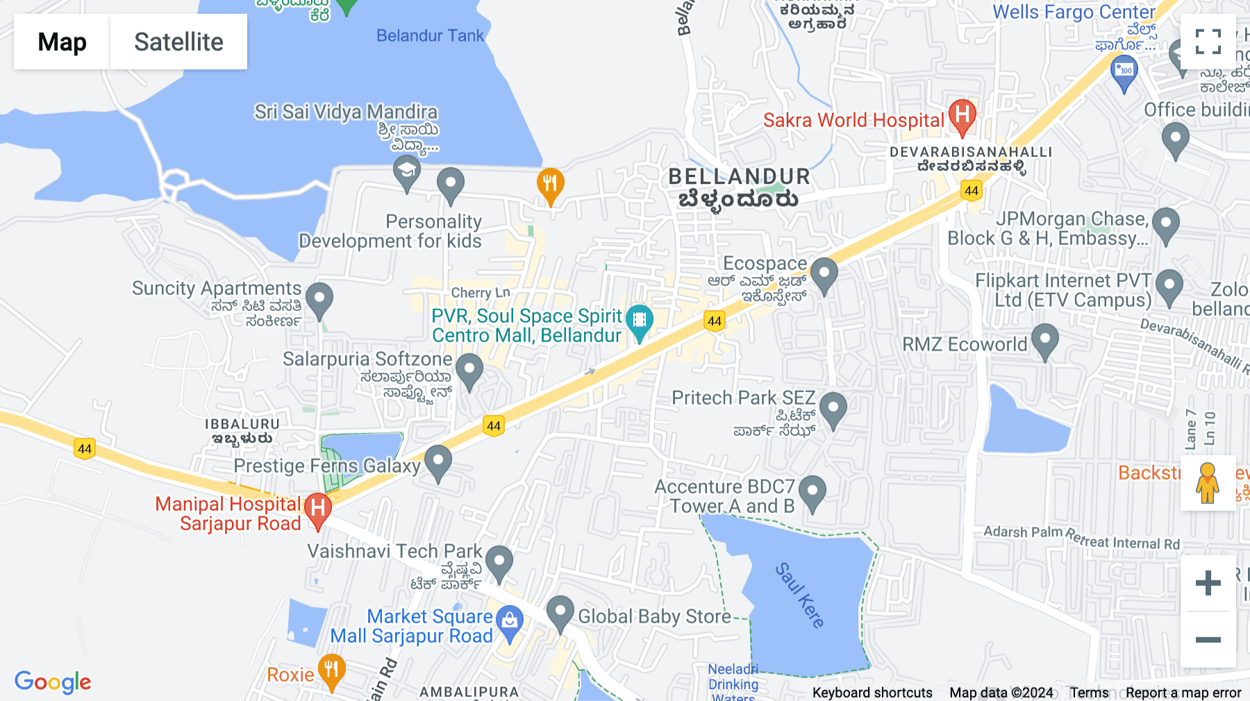 Click for interative map of Ground Floor, No. 78/9, Outer Ring Road, Bellandur Village Varthur, Uttarahalli Hobli, Bengaluru, Karnataka 560103, India, Bellandur Village Varthur Hobli, Bengaluru, Bangalore