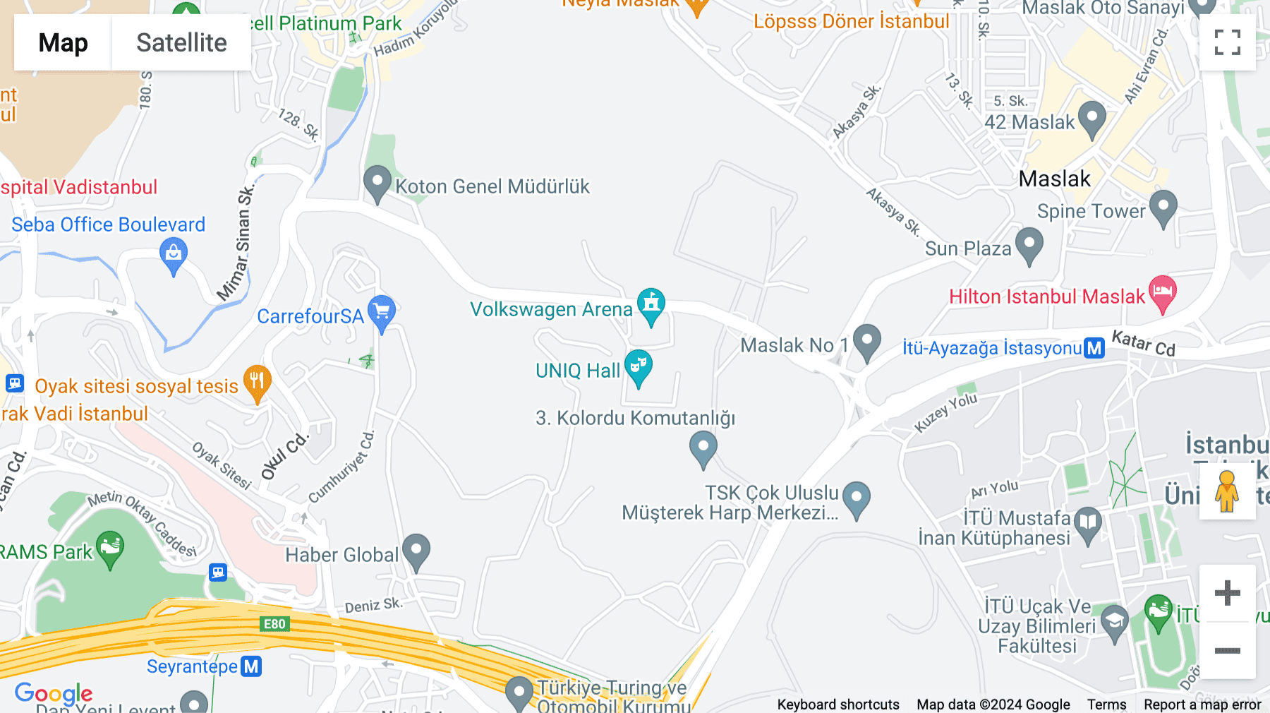 Click for interative map of Ayazaga Neighbourhood, Maslak-AyazağaAvenue, Floor: 5 No: 4/H Uniq, Istanbul