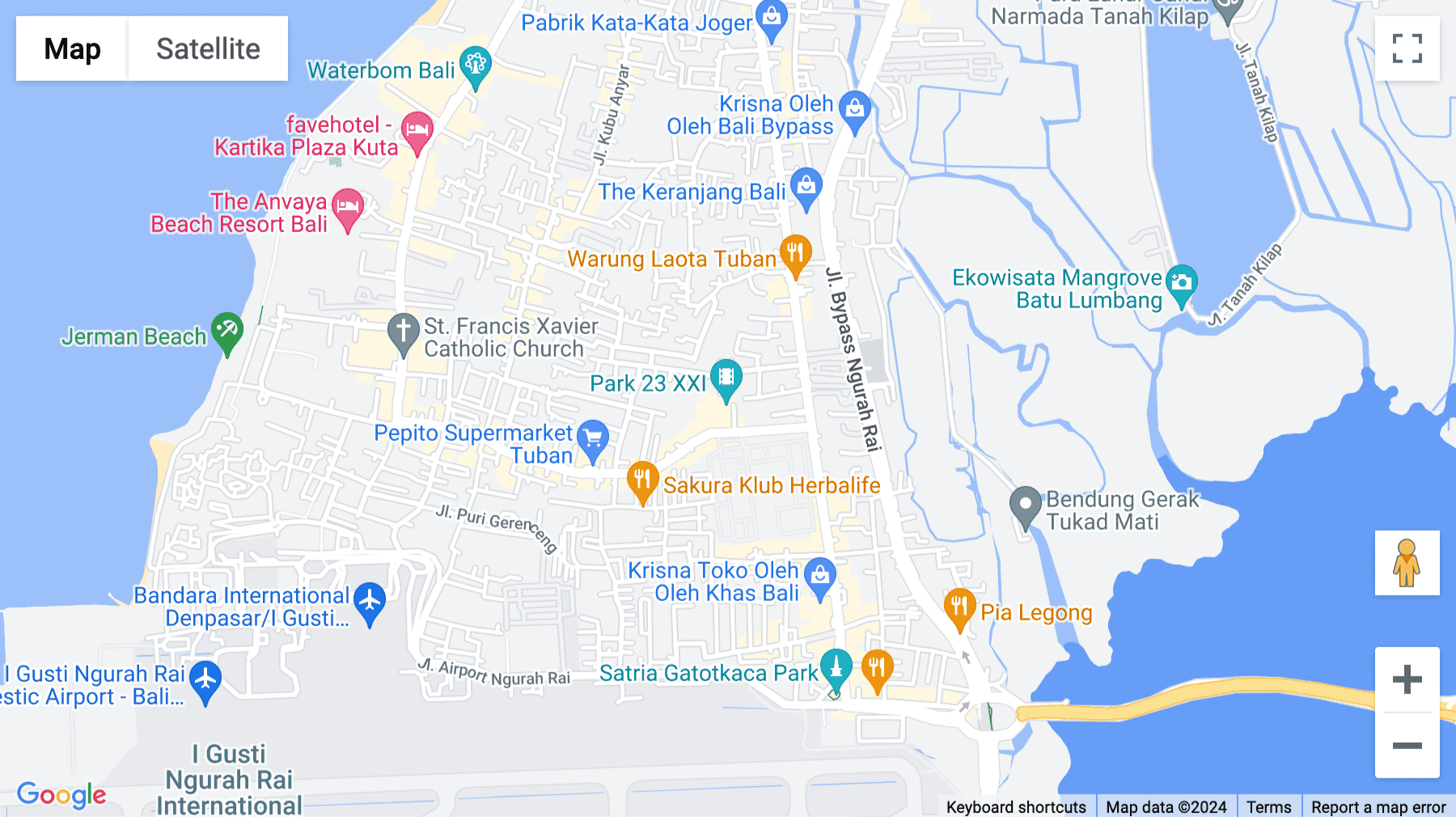 Click for interative map of Park 23 Bali Mall, 3rd Floor , Jl. Kediri, Tuban, Kuta, Badung Regency, Bali, Bali