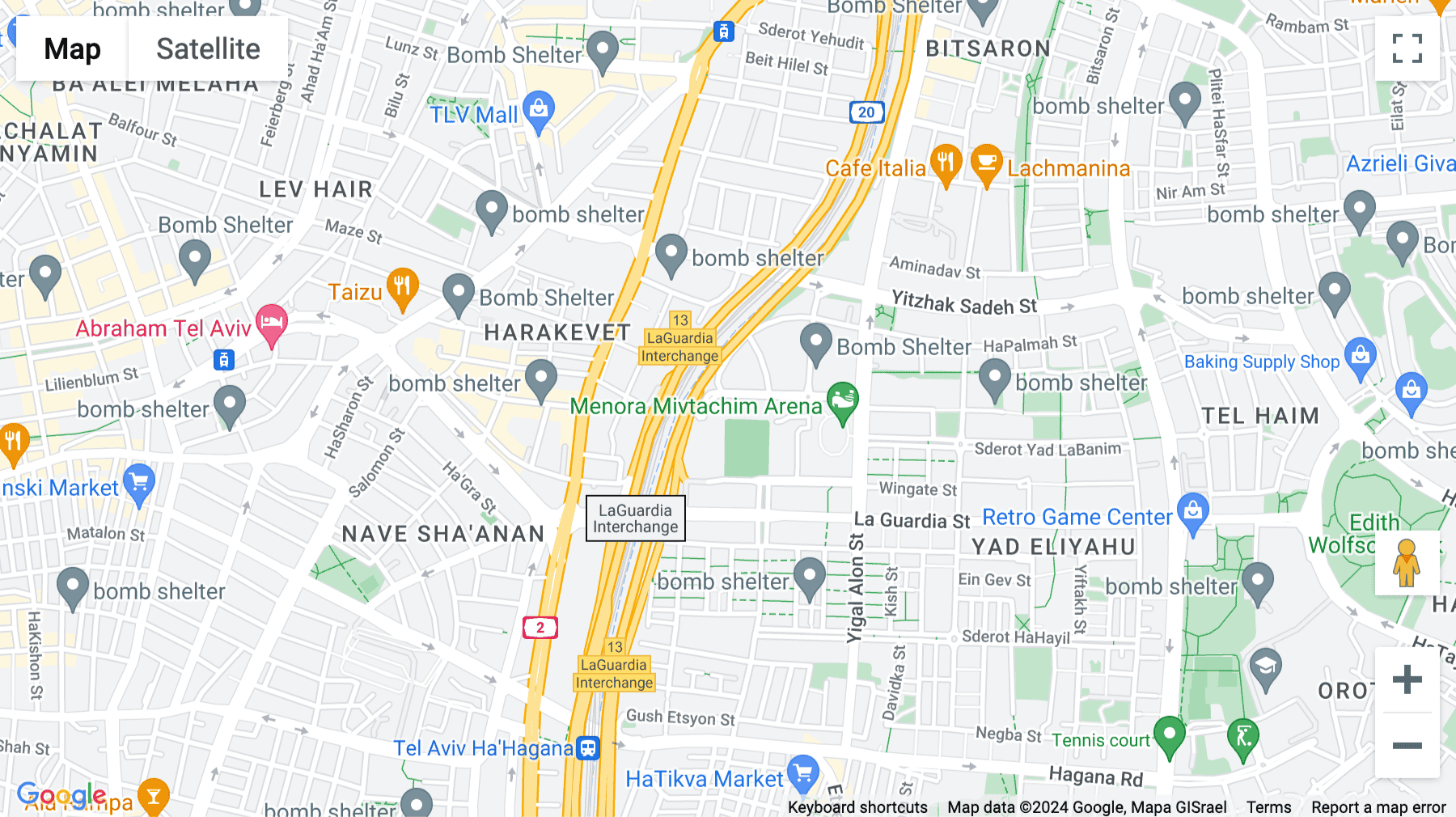 Click for interative map of HaShlosha 4, Tel Aviv