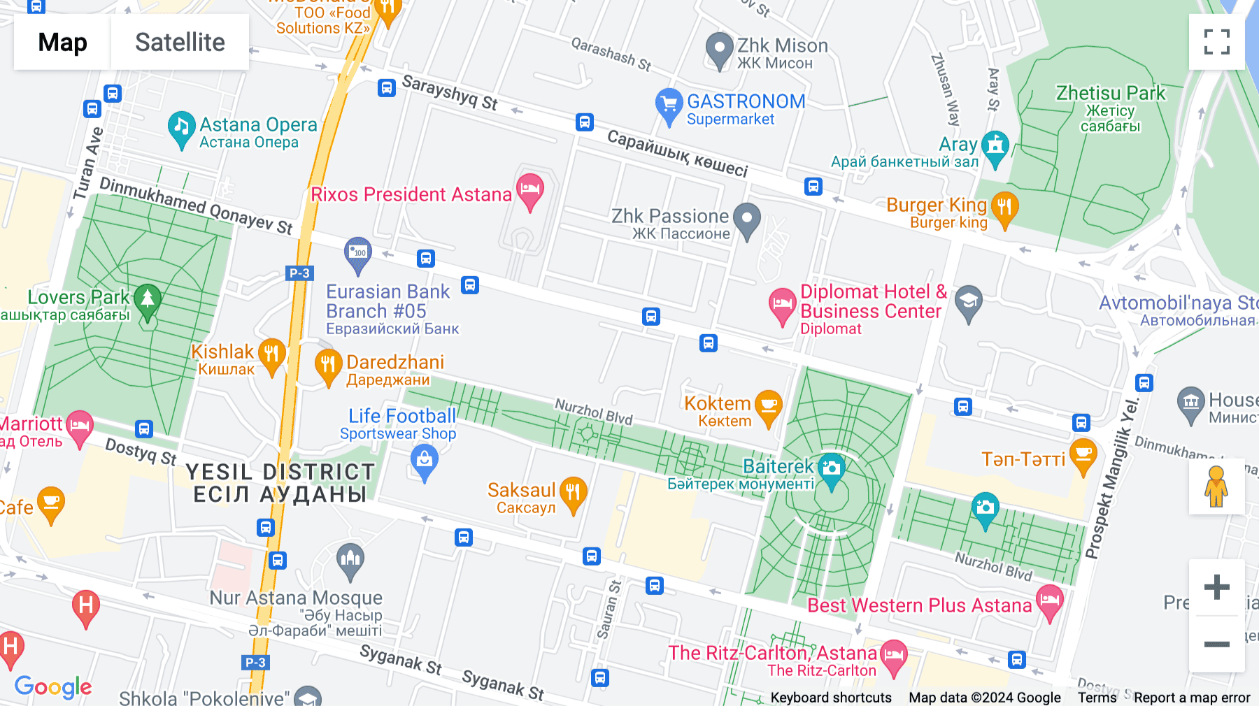 Click for interative map of Emerald Tower, 3rd Floor, 10 Kunayeva Street, Astana