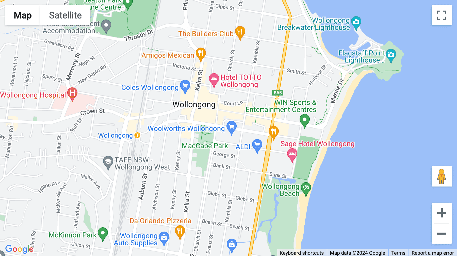Click for interative map of 1 Burelli Street, Wollongong, Australia, New South Wales, Wollongong
