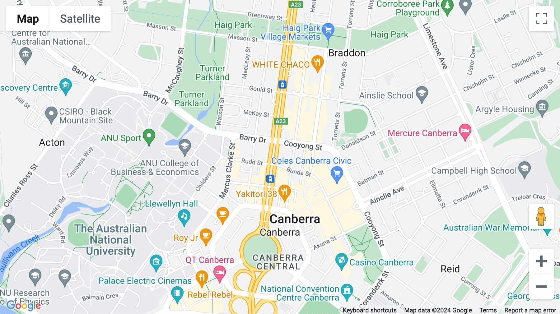 Click for interative map of 68 Northbourne Avenue, Canberra