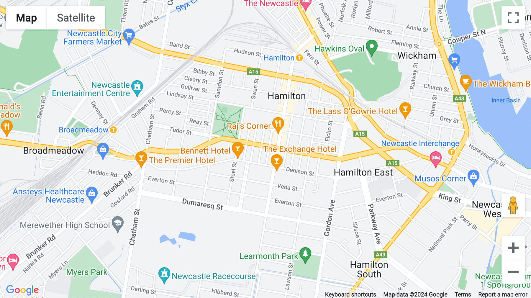 Click for interative map of 1 Tudor Street, Newcastle West, Newcastle (New South Wales)