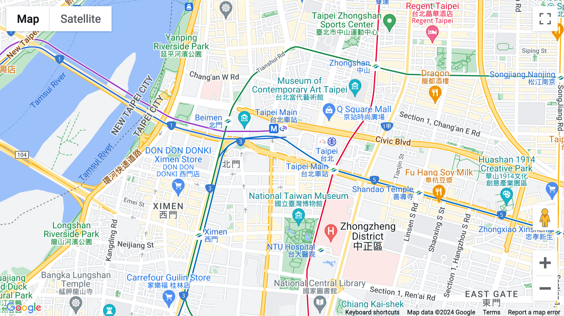 Click for interative map of No.80, Sec.1, ZhongXiao West Road, Taipei