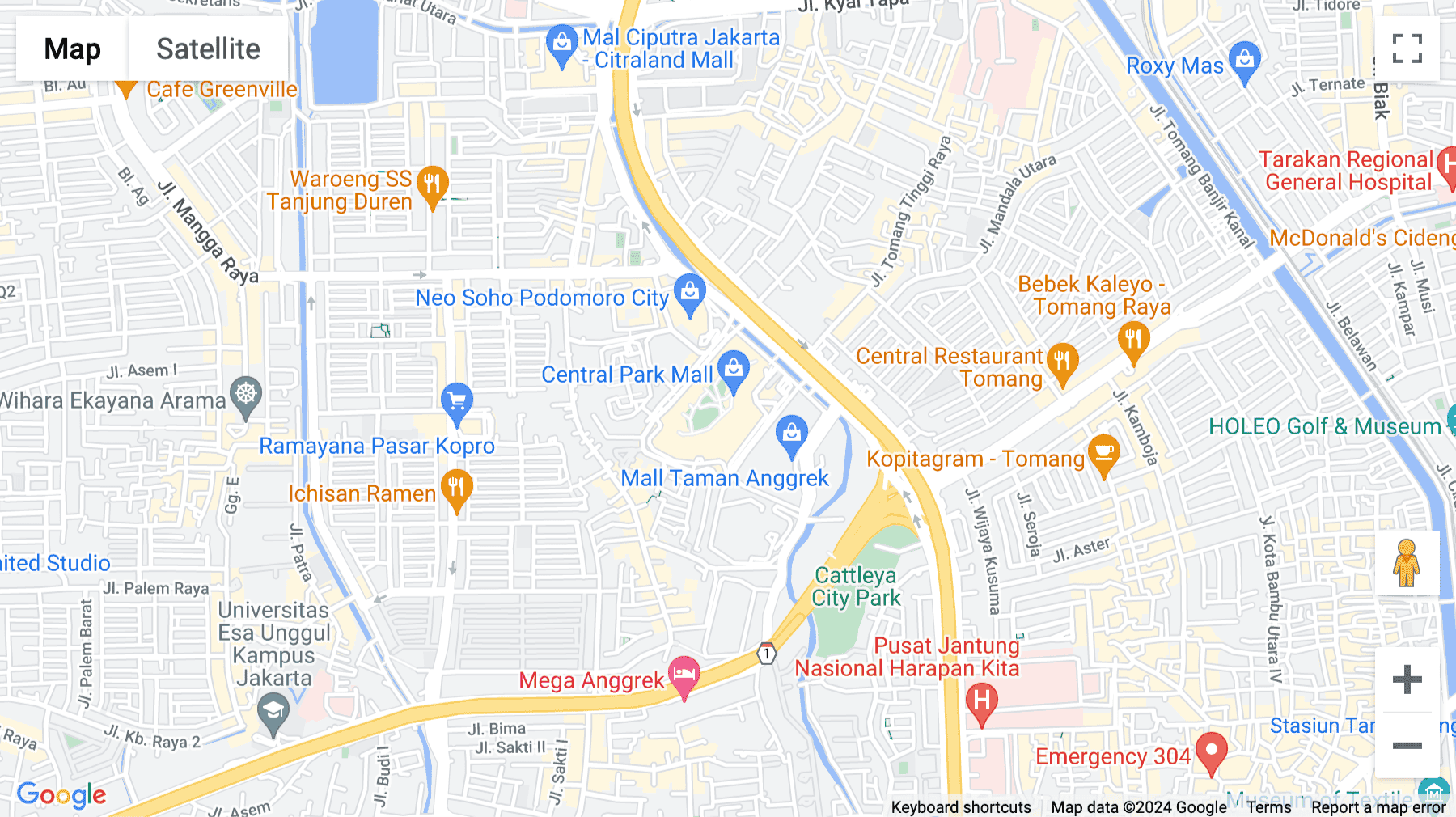 Click for interative map of Central Park Mall, LG Floor, Jl. Letjen S. Parman No.28, RT.12/RW.6, Tj. Duren Sel, Kec. Grogol pet, Jakarta