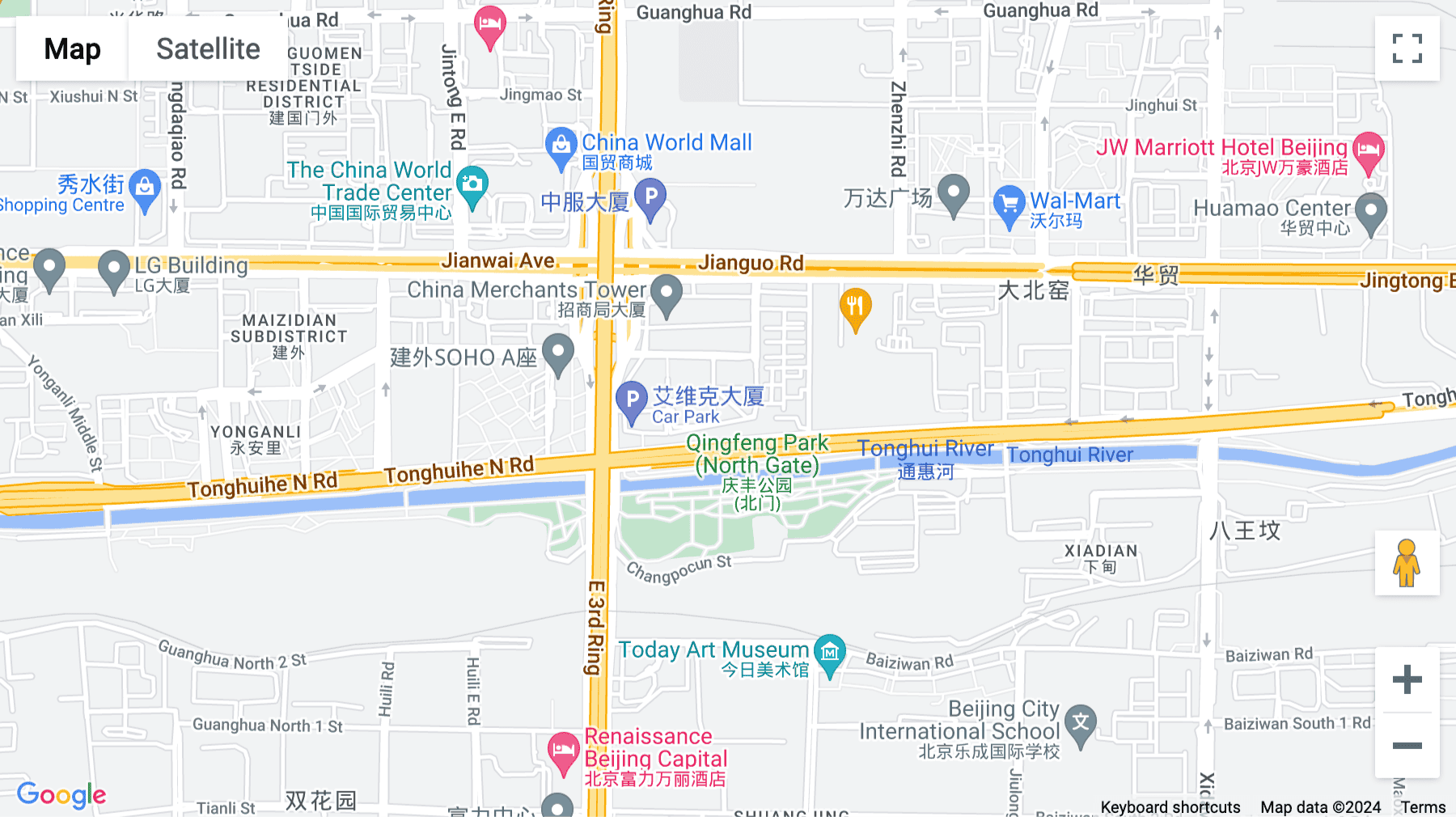 Click for interative map of B1, 1st and 2nd Floor, Lianri International, Building 18, Nanlangjiayuan, Jianwai Street, East Third Ring Road, Chaoyang District, Beijing, Beijing