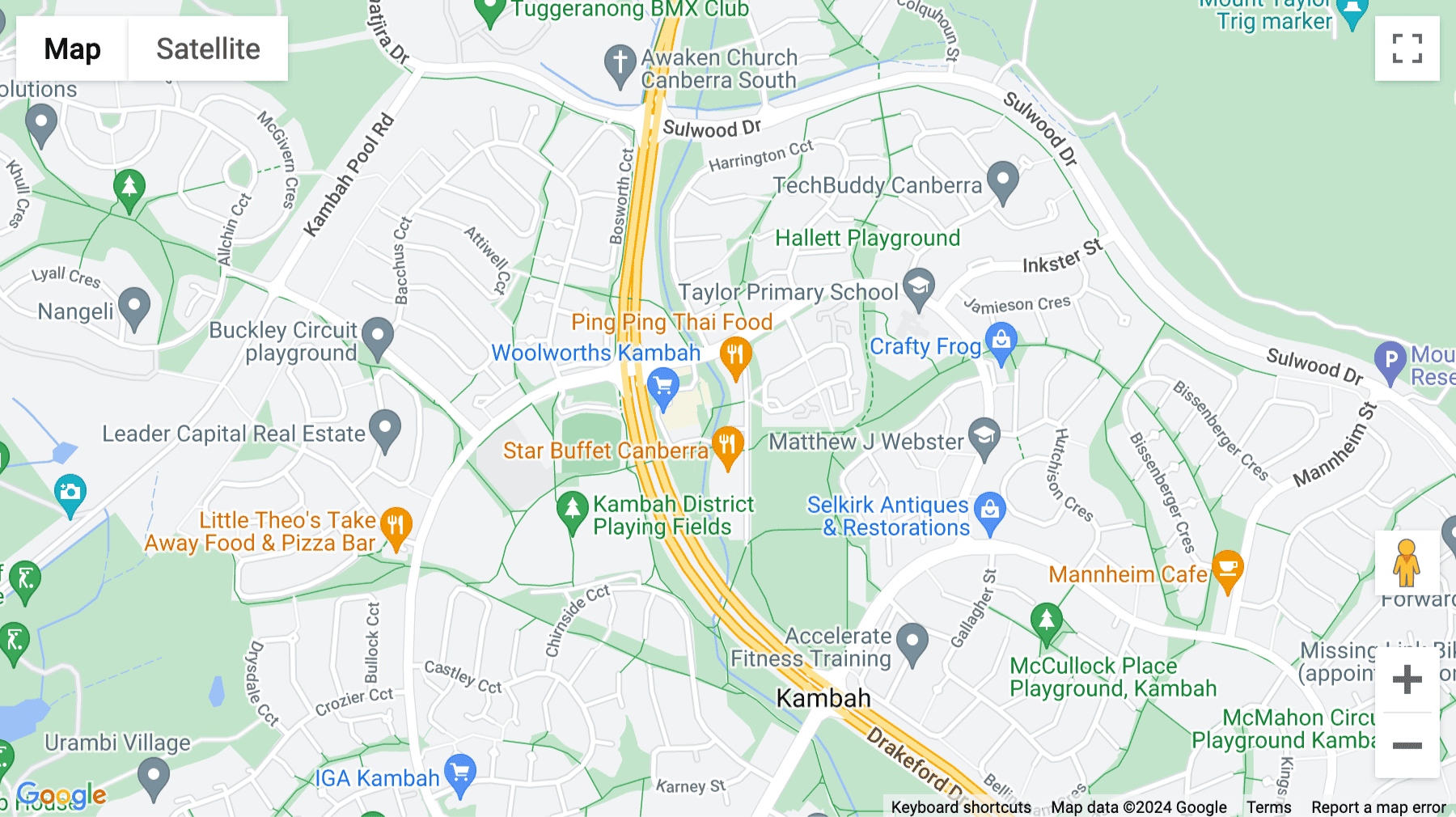 Click for interative map of 12 Kett Street, Kambah, Canberra