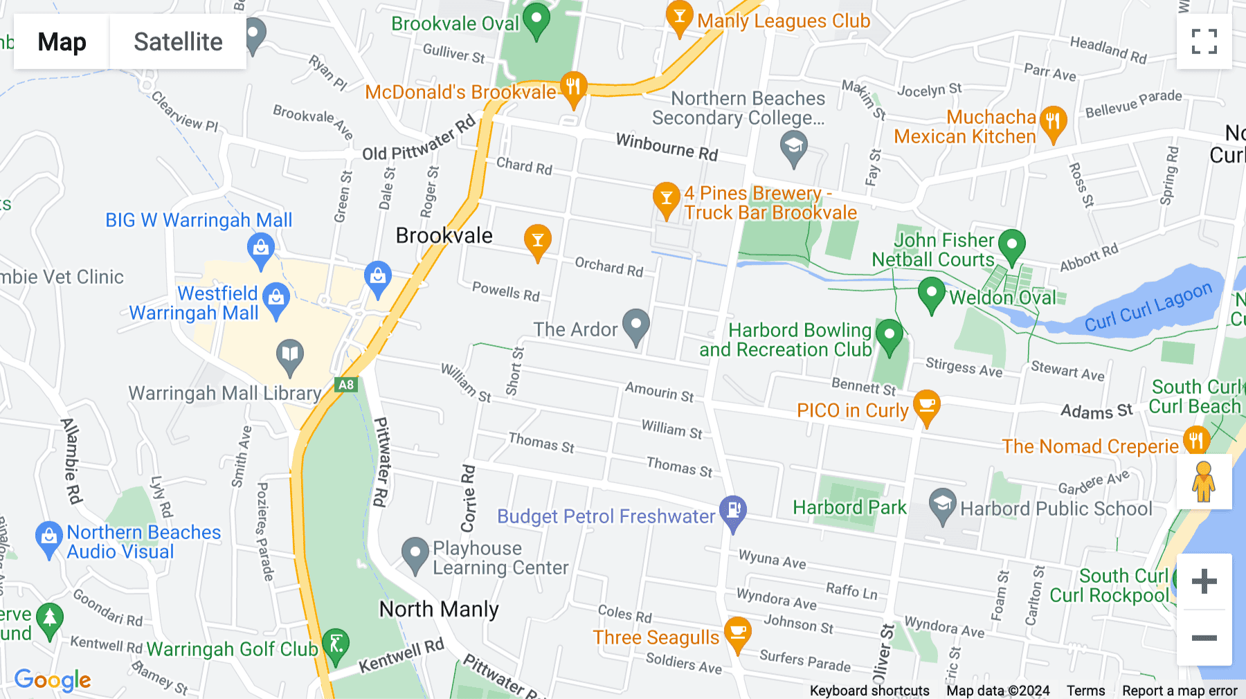 Click for interative map of 2 Ada Avenue, Brookvale, Sydney