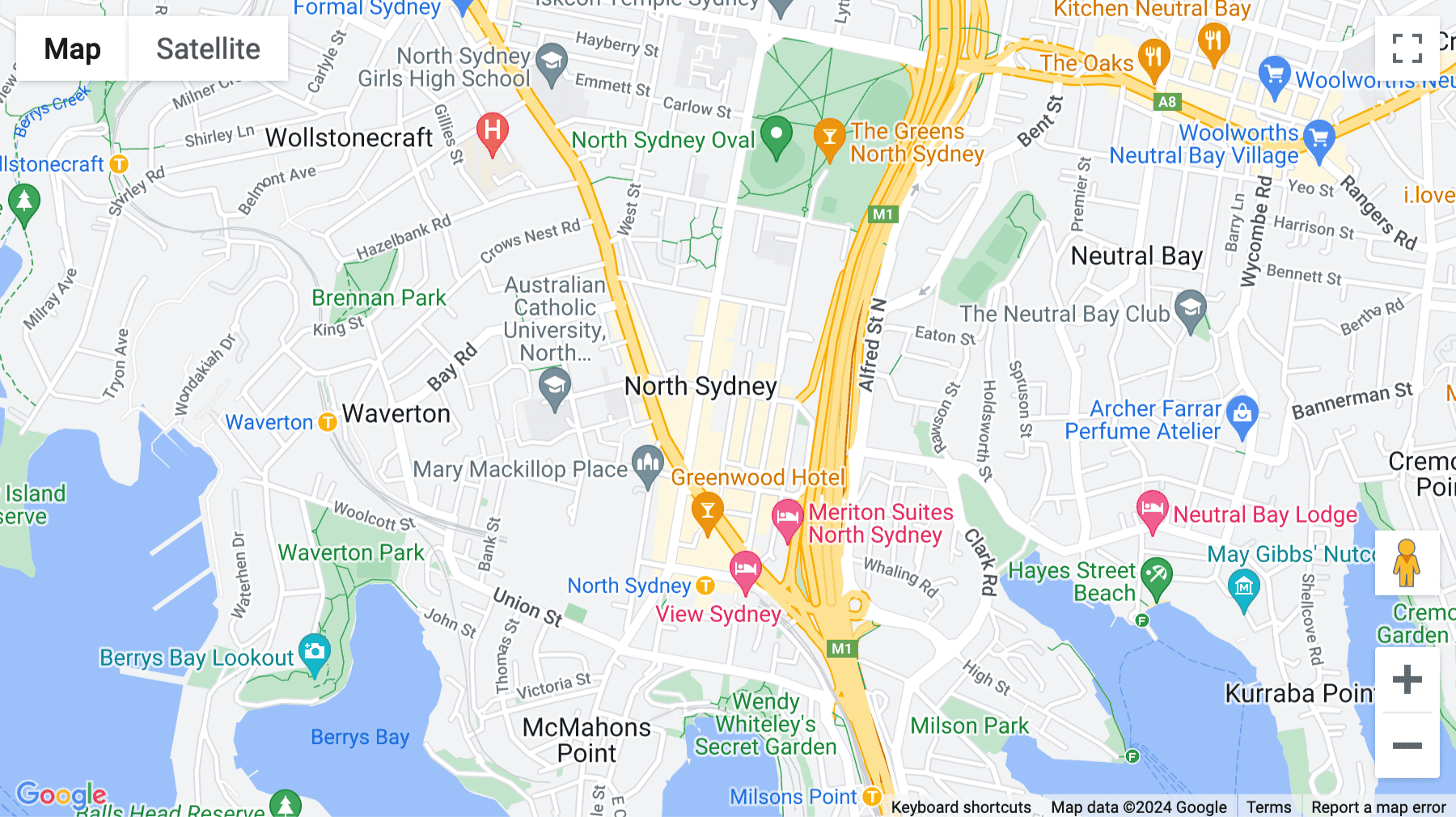 Click for interative map of 1 Denison Street, North Sydney, Sydney