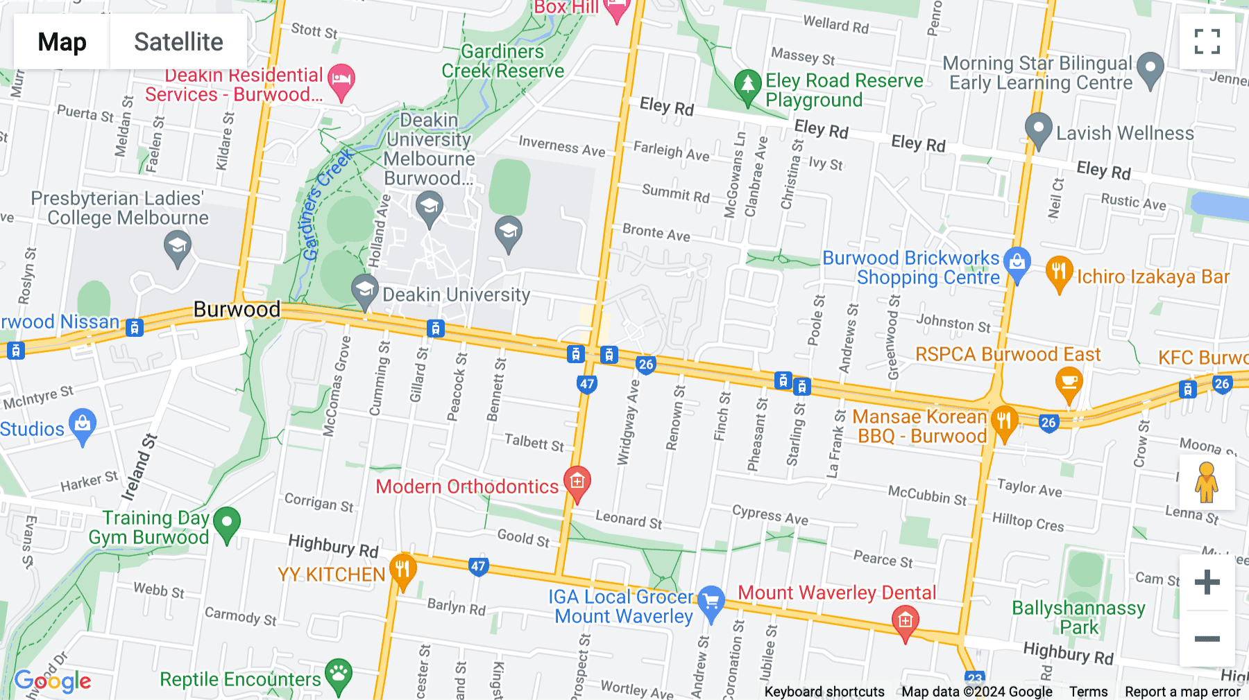 Click for interative map of 301 Burwood Highway, Melbourne