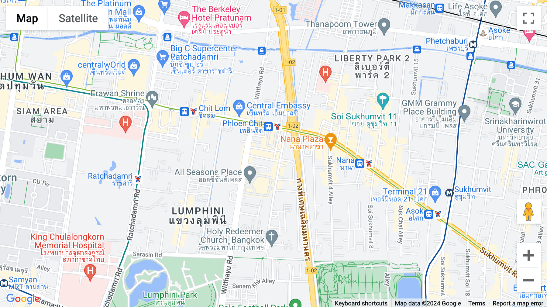 Click for interative map of Athenee Tower, 63 Wireless Road, Bangkok