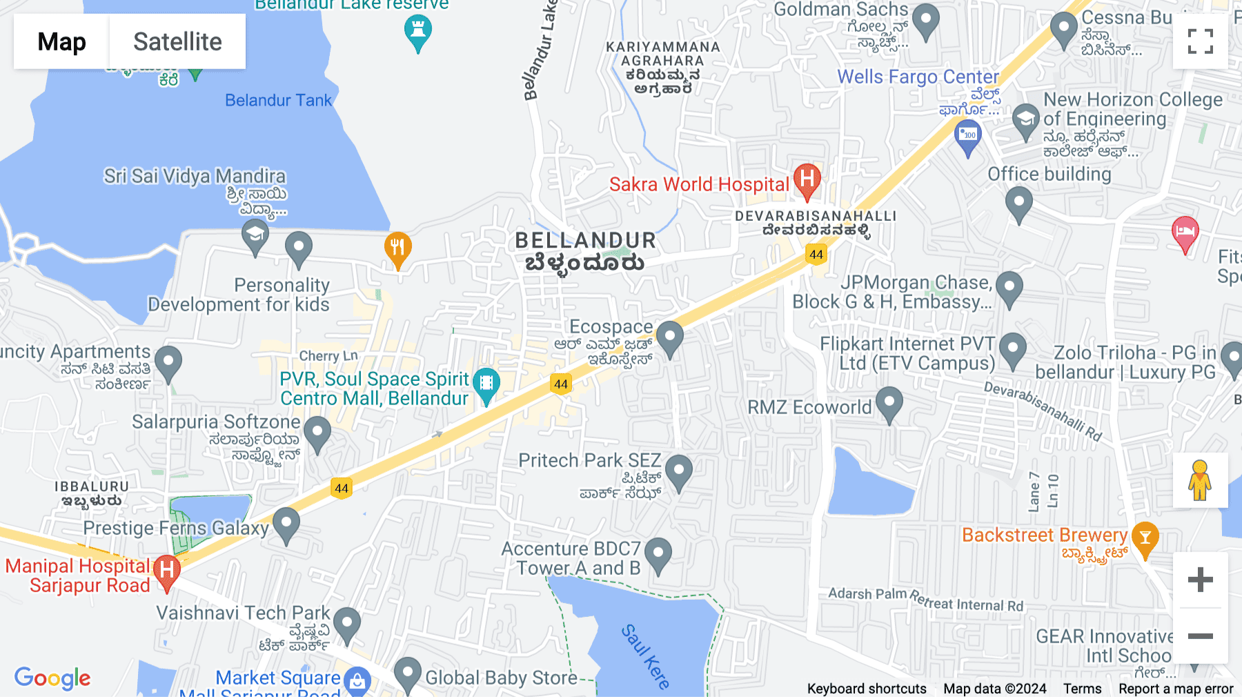 Click for interative map of Vajram Esteva, New Survey No. 57/4, Old Survey No. 57/2, Marathahalli-Sarjapur, Outer Ring Road, Varthur, Ground Floor, Bangalore