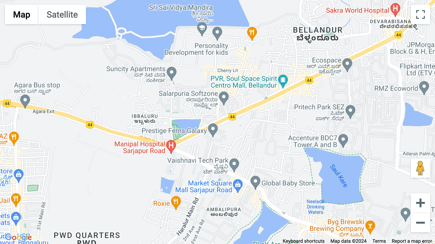 Click for interative map of Lakeside, Outer Ring Road, Green Glen Layout, Bellandur, Bengaluru, Bangalore