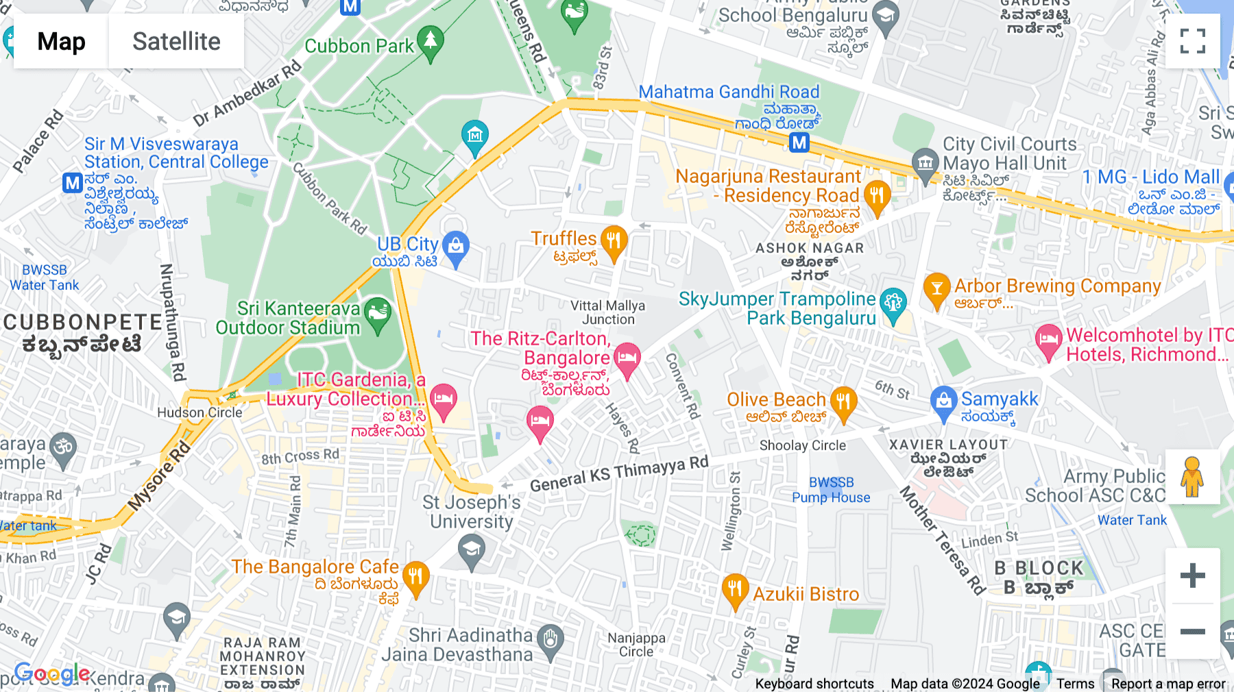 Click for interative map of No. 16/2, Field Marshal Cariappa Road, Srinivas Nagar, Shanthala Nagar, Ashok Nagar, Residency Road, Bangalore