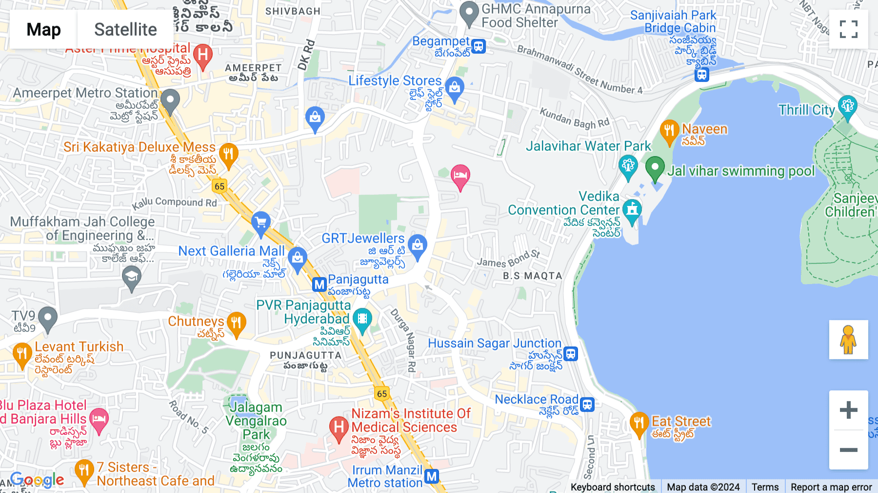 Click for interative map of Oyster Complex, Greenlands Road, Somajiguda, Hyderabad