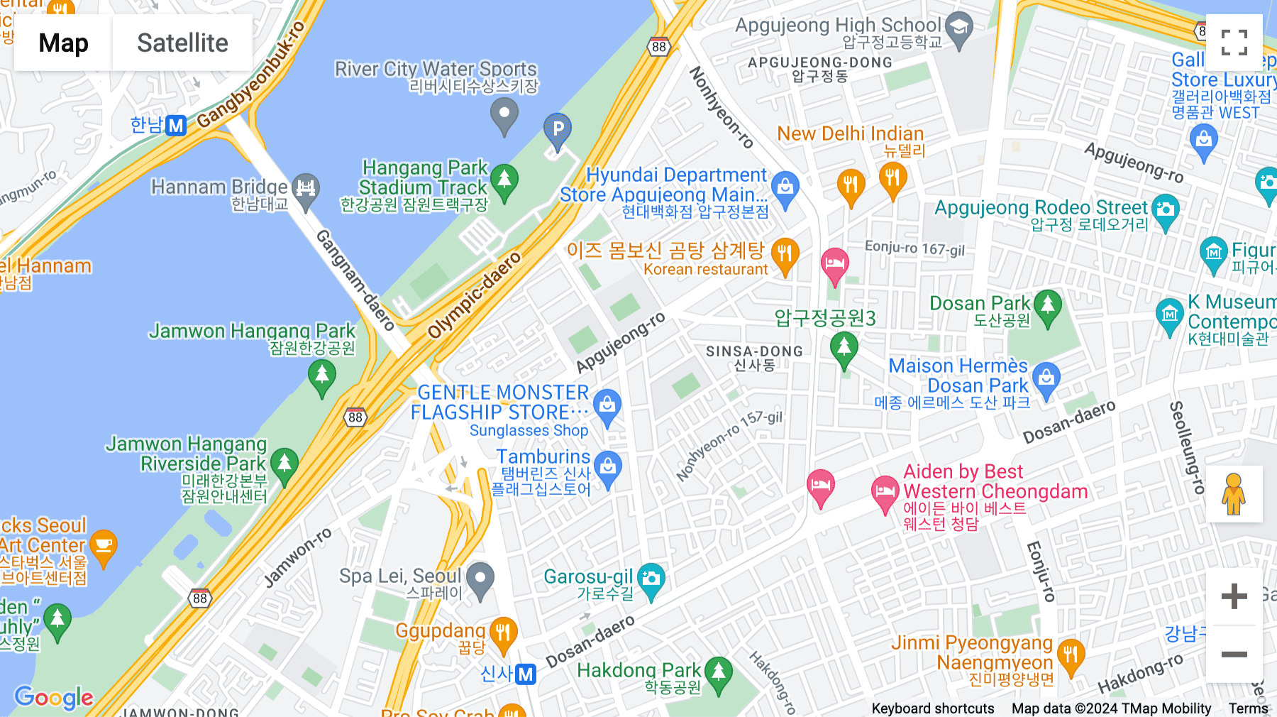 Click for interative map of 145, Dosan-daero, Gangnam-gu, Sinsa 1, Seoul
