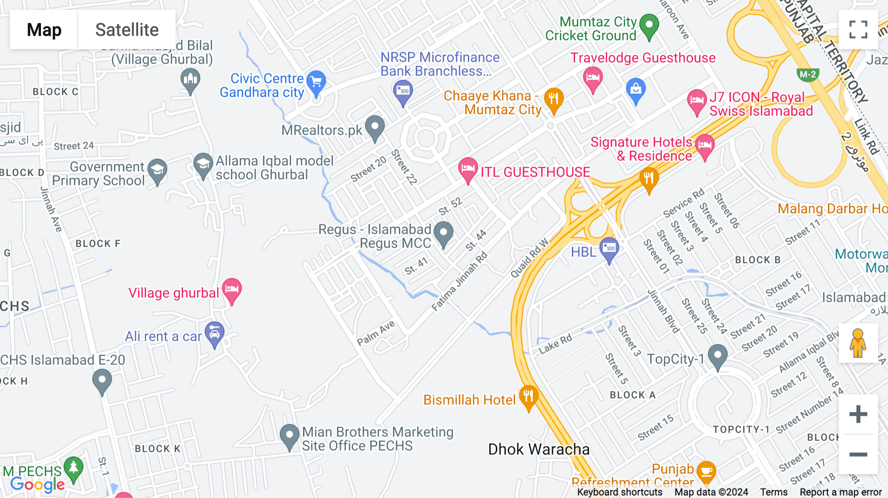 Click for interative map of Comm 8A/1, Gulyana Road, Islamabad