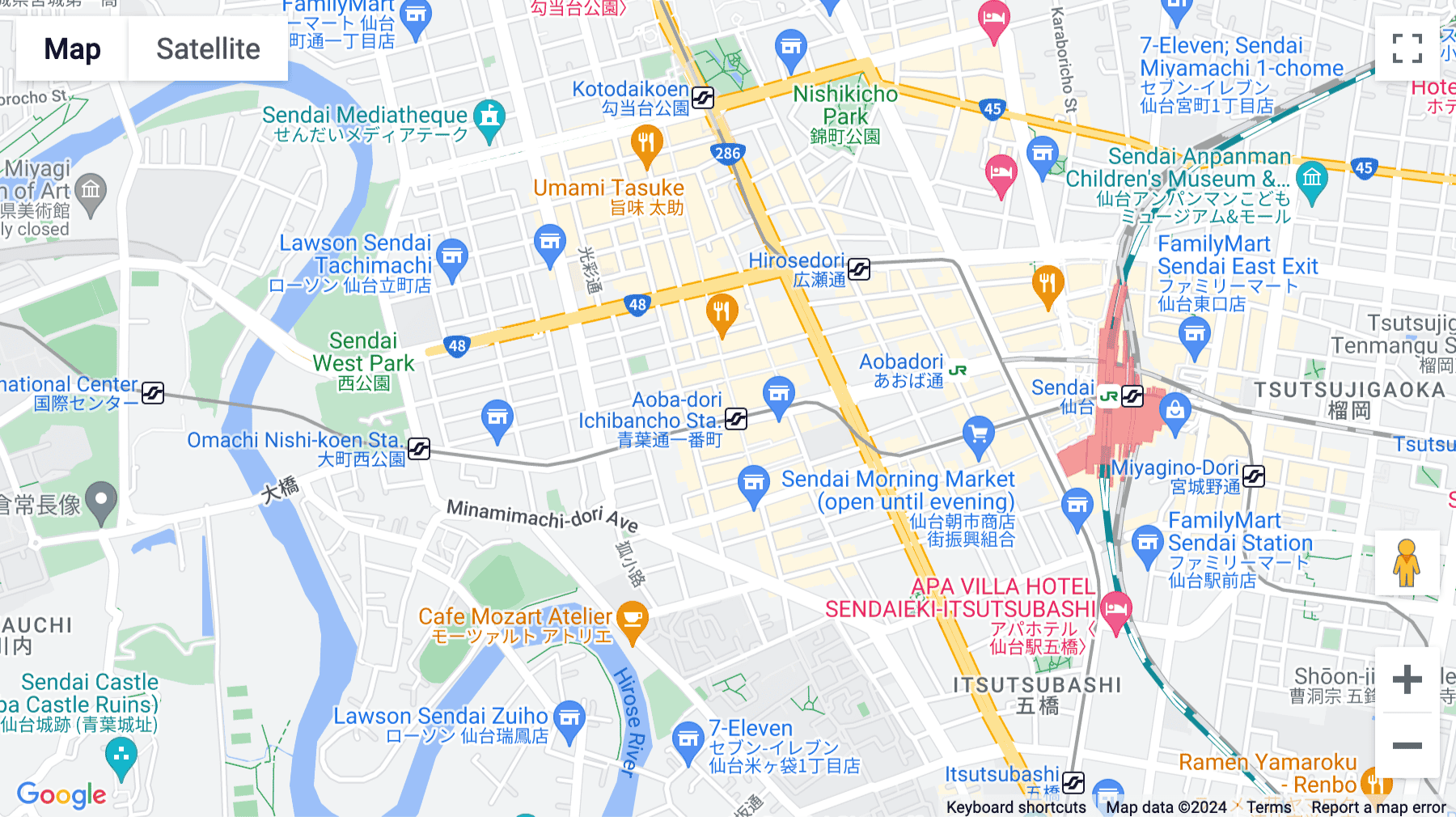 Click for interative map of Kurax Sendai 4F, 3-3-1 Ichibancho, Sendai