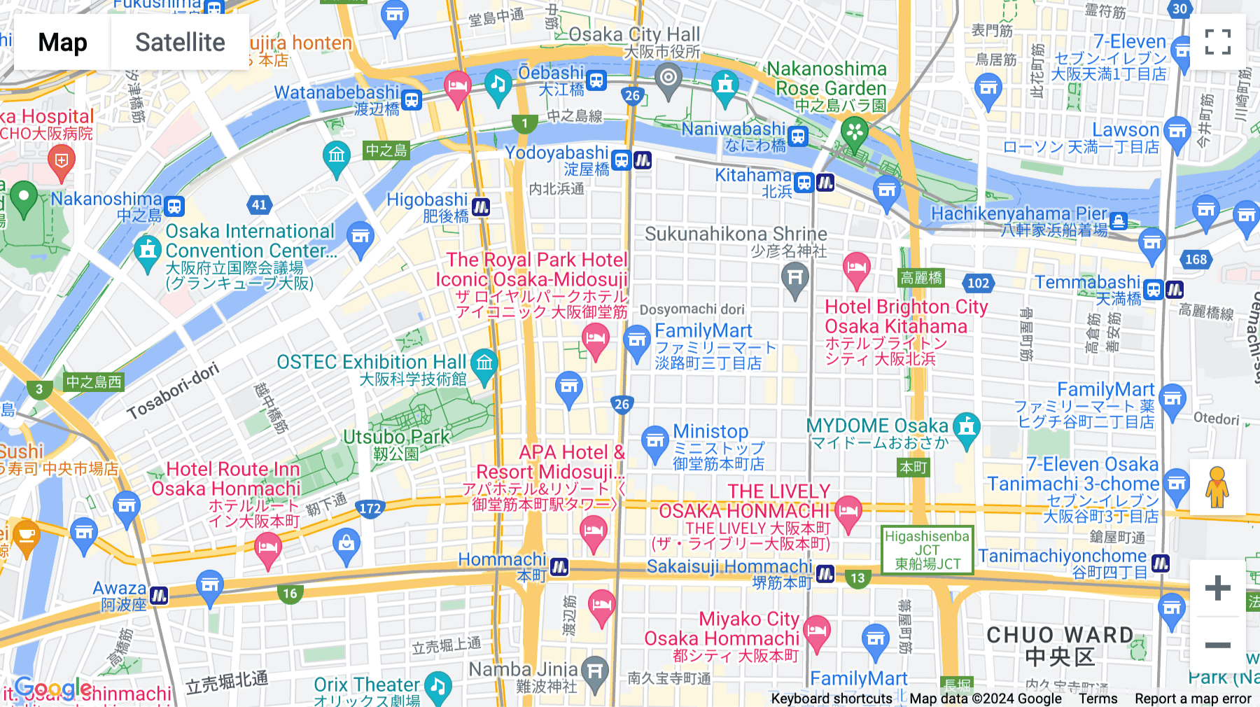 Click for interative map of 3-5-13 Awaji-machi, 2F Soken Midosuji Building, Chuo-ku, Osaka