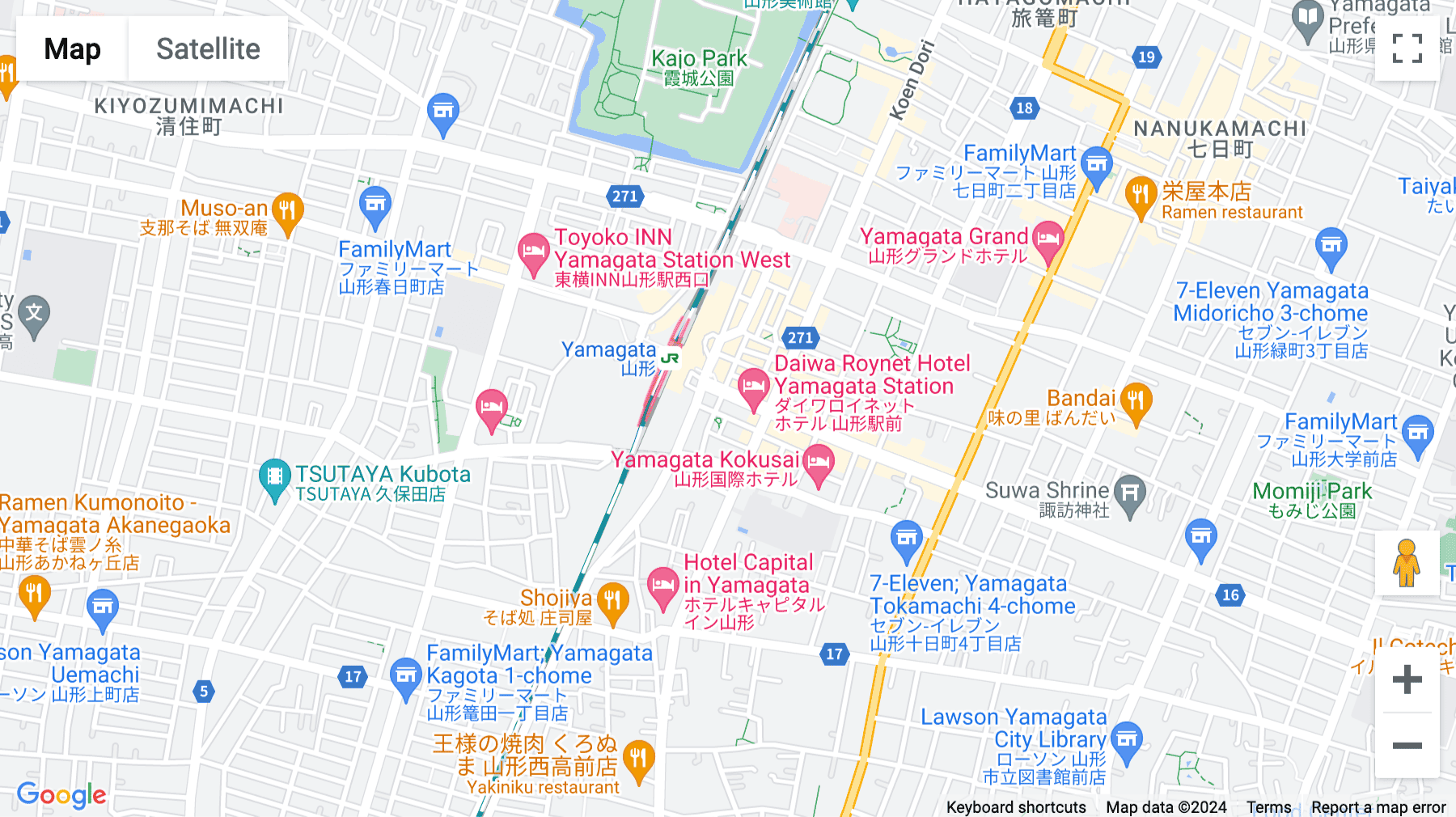 Click for interative map of 2-9 Saiwaicho, Daiwa Roynet Hotel, Yamagata