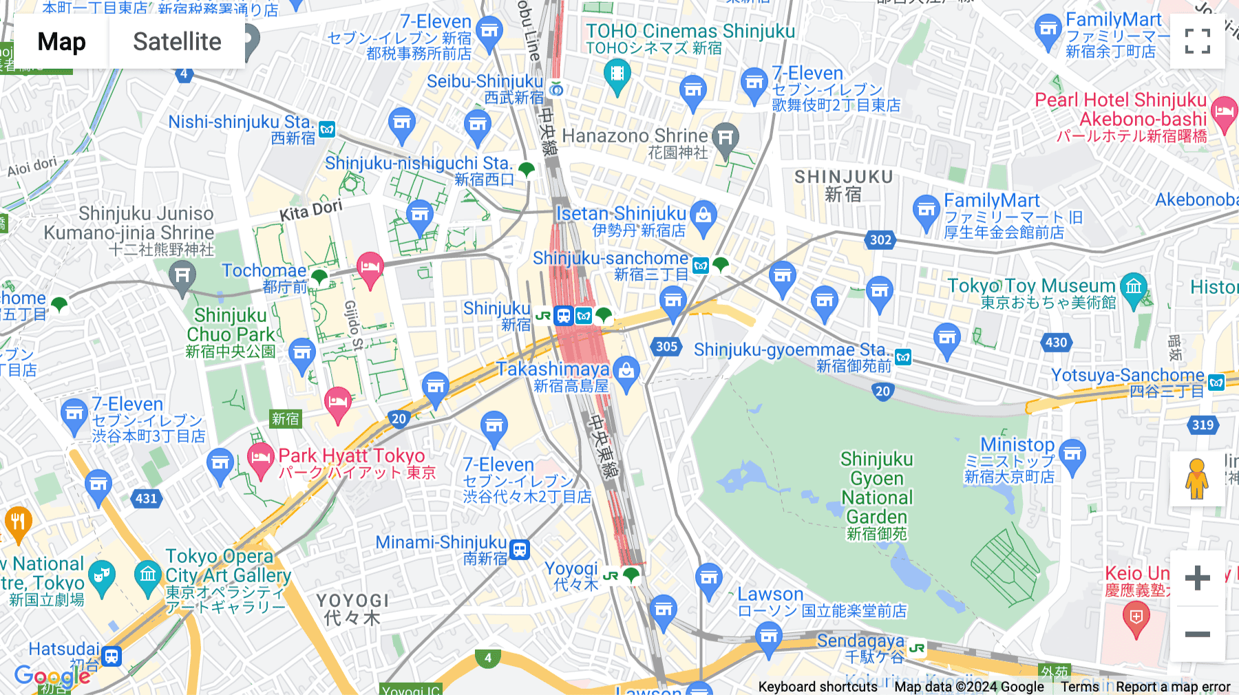 Click for interative map of 4-1-6 Shinjuku, Shinjuku Miraina Tower, Tokyo