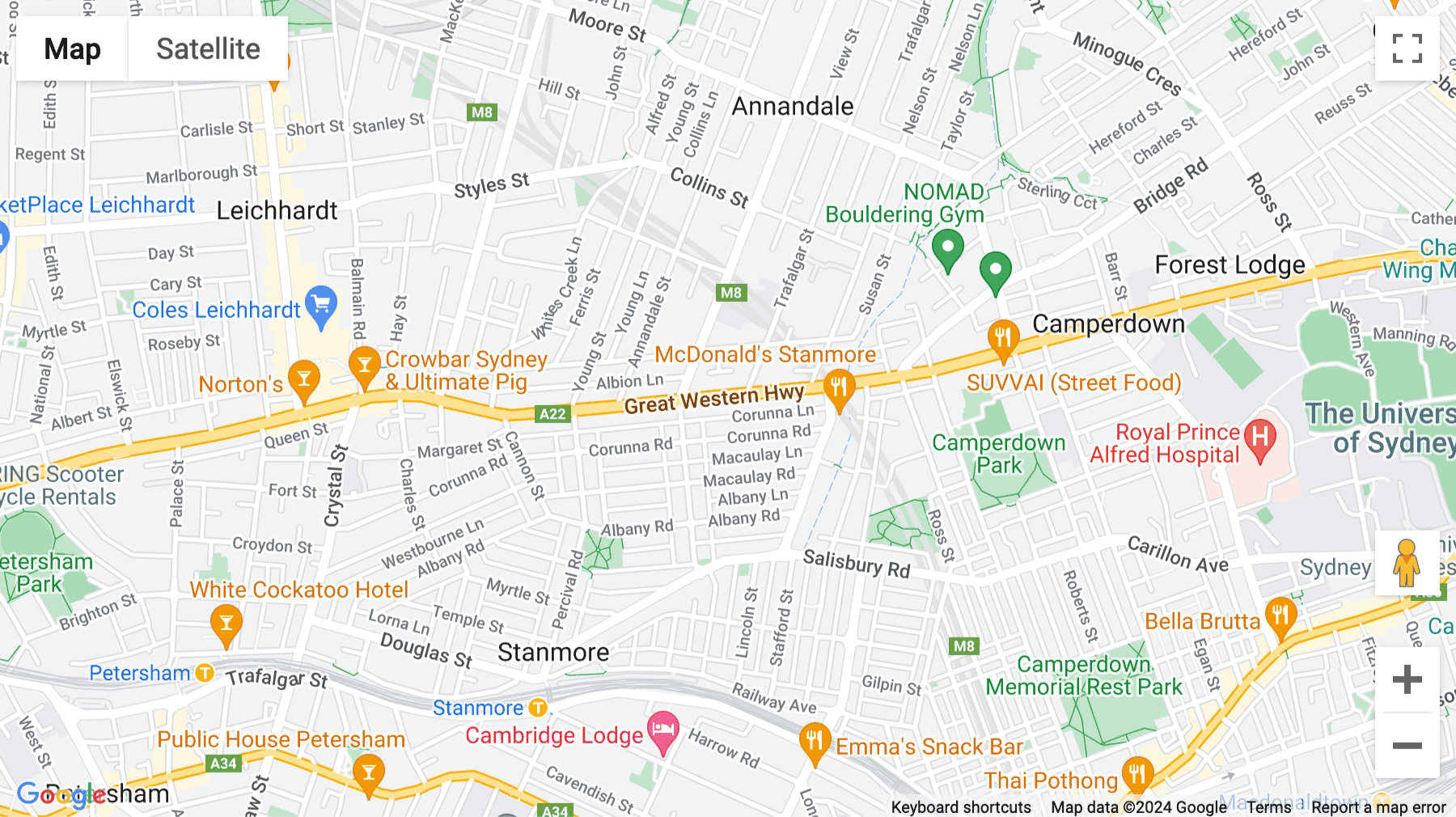 Click for interative map of 106-110 Parramatta Road, Level 1, Sydney