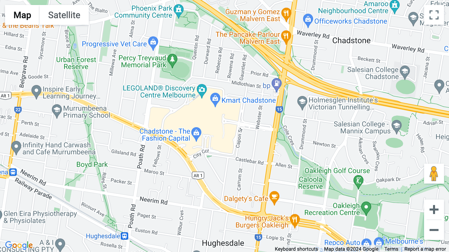 Click for interative map of 1341 Dandenong Road, Chadstone Tower 1, Level 8, Chadstone, Melbourne