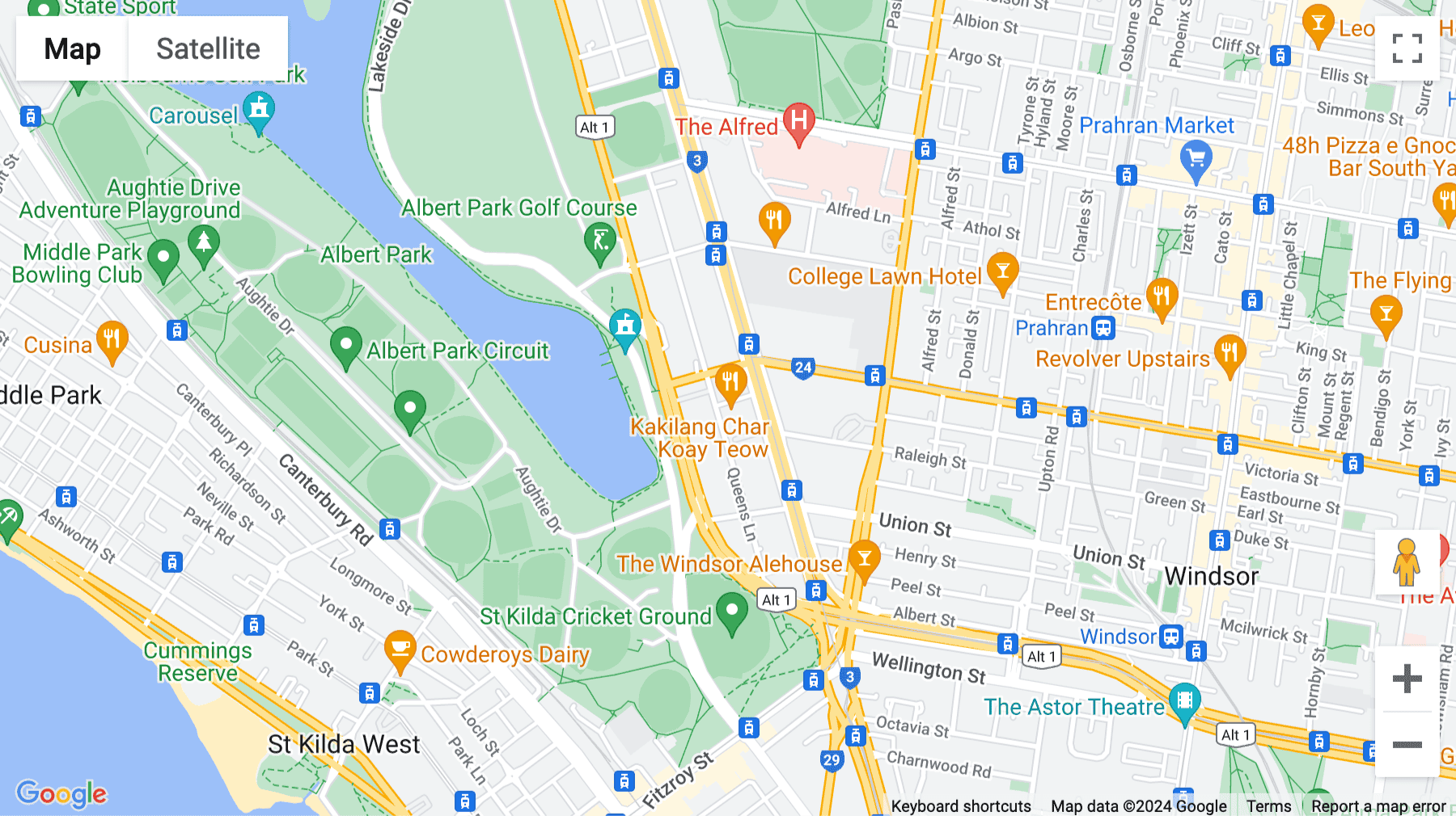 Click for interative map of 604 St. Kilda Road, Melbourne
