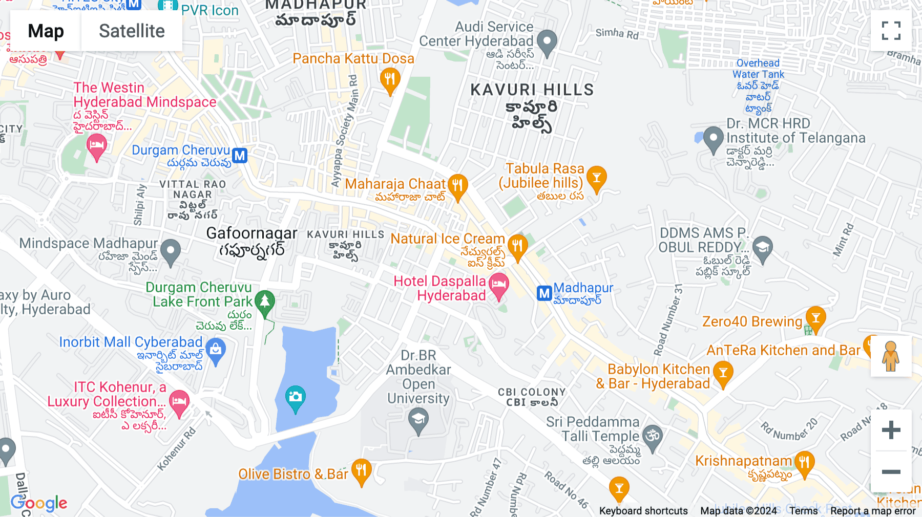 Click for interative map of Metro Pillar number 1708, Road Number 36, Mahaveer Radiance, 1st floor, Jubilee Hills, Hyderabad