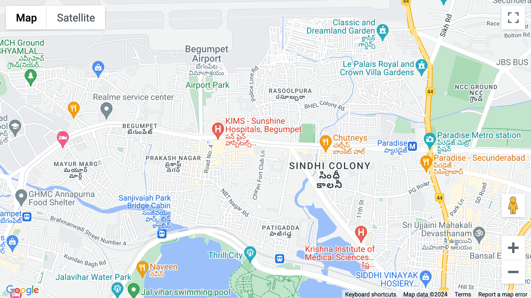 Click for interative map of Begumpet Road, Durga Towers, 4th Floor, (Opposite Metro Pillar No.C1315), Hyderabad
