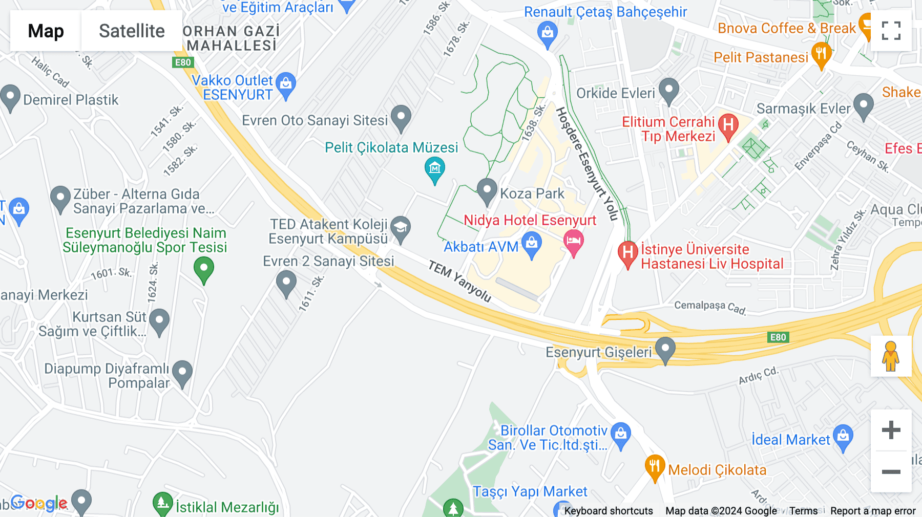 Click for interative map of Koza Mahallesi, 1638 Sokak, Nidya Center, Istanbul