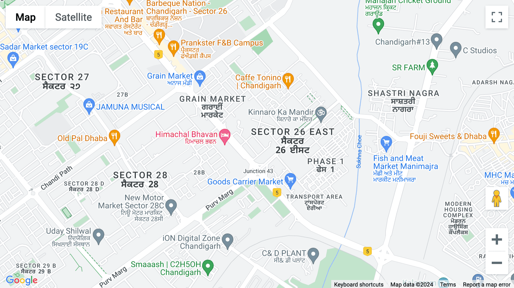 Click for interative map of Site3, Timber Market, Sector 26, Chandigarh
