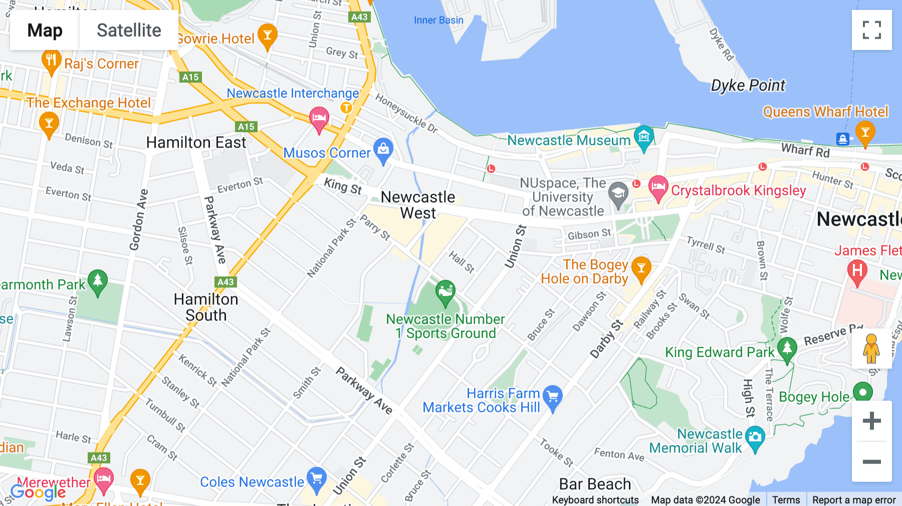 Click for interative map of 2 Dick Street, Newcastle West, Newcastle (New South Wales)