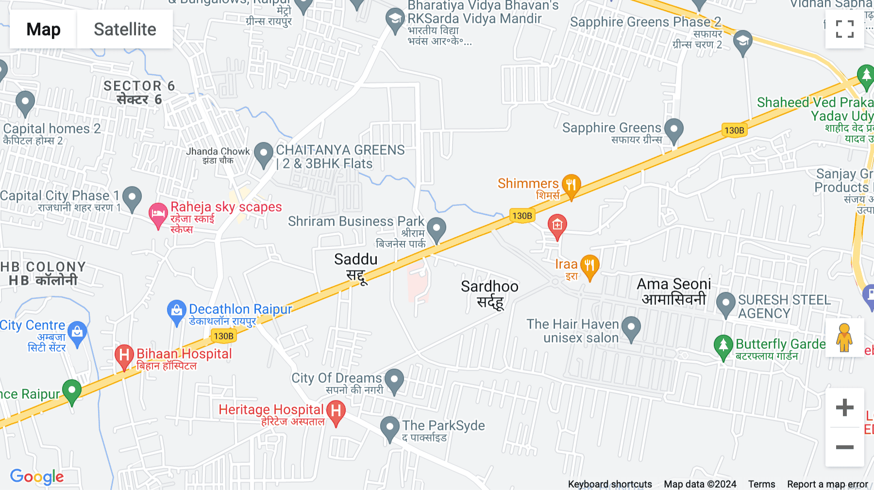 Click for interative map of Vidhan Sabha Road, Shriram Business Park, Infornt of MGM Eye Institute Amaseoni, Raipur