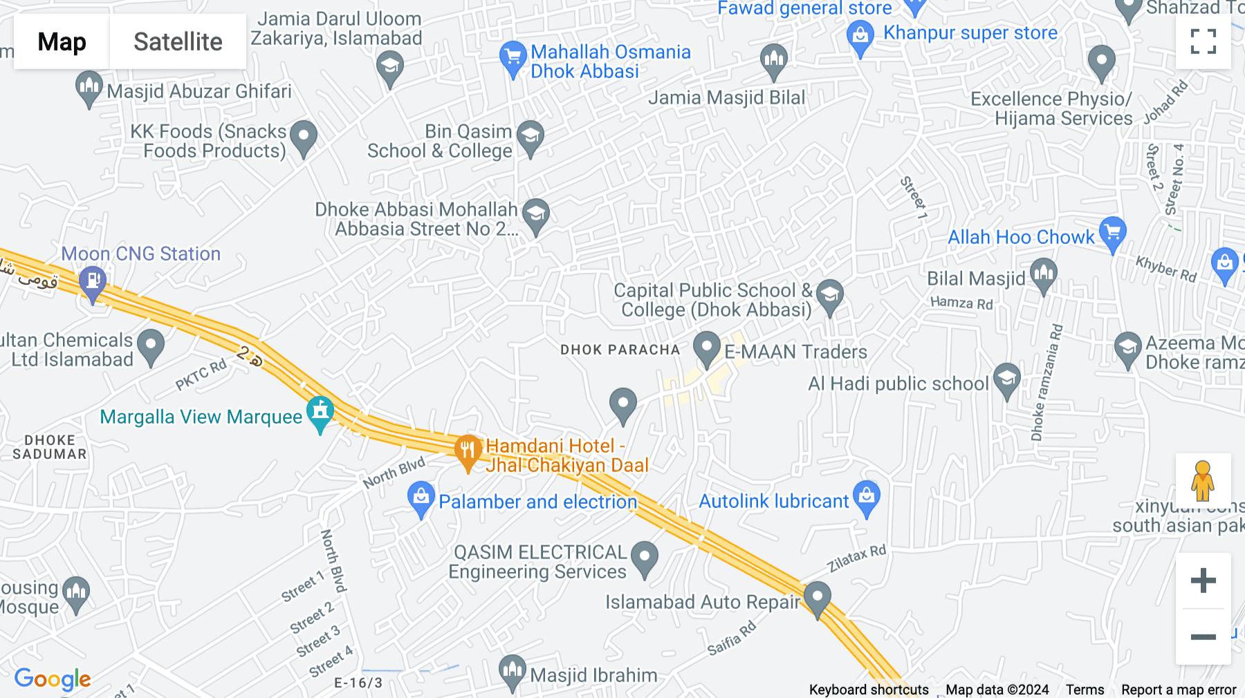 Click for interative map of Main Grand Trunk Road, Karachi Center, Dhok Paracha, Islamabad