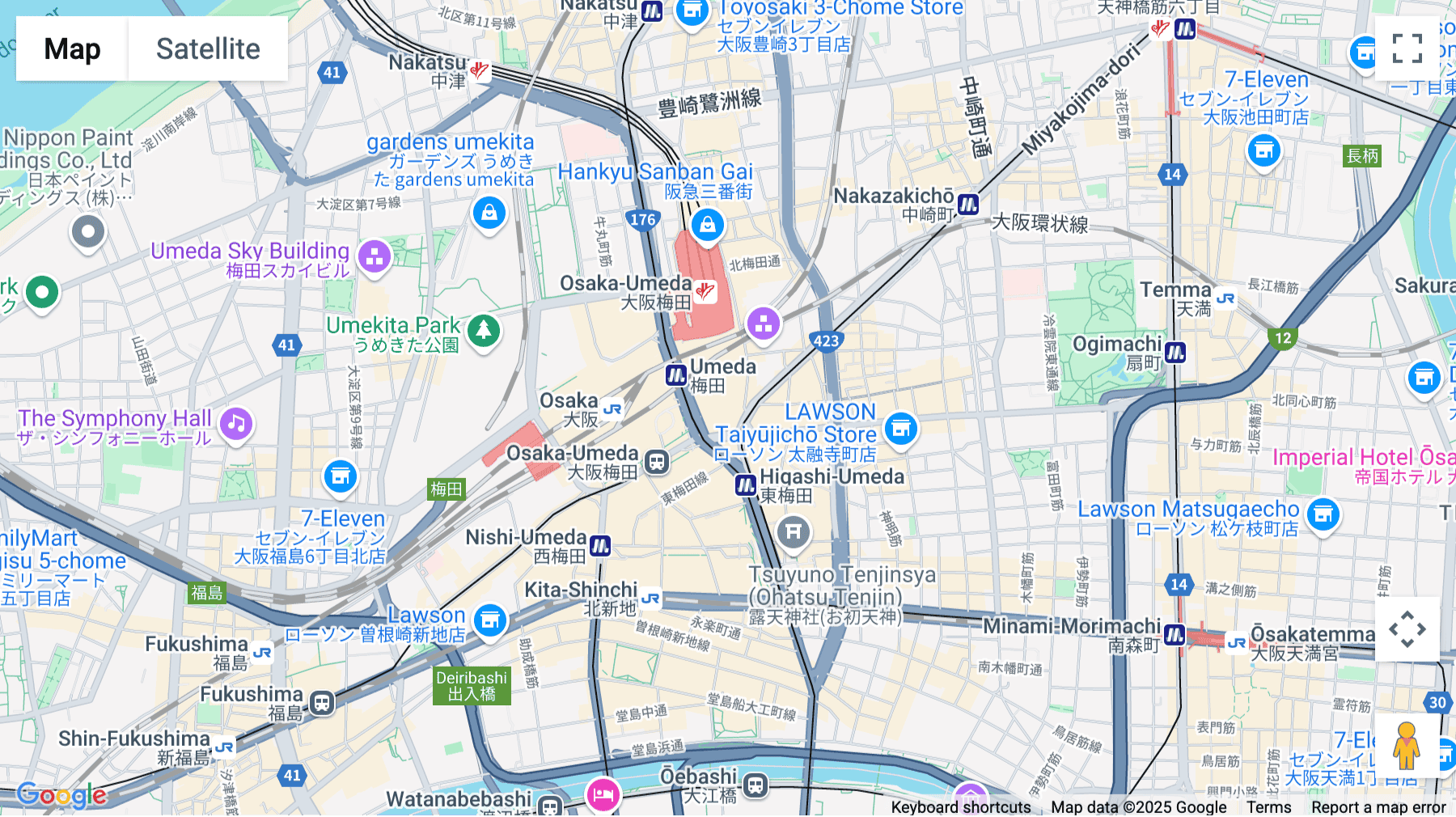 Click for interative map of Osaka Umeda Twin Towers North, 8-1 Kakudacho, Kita Ward, Osaka