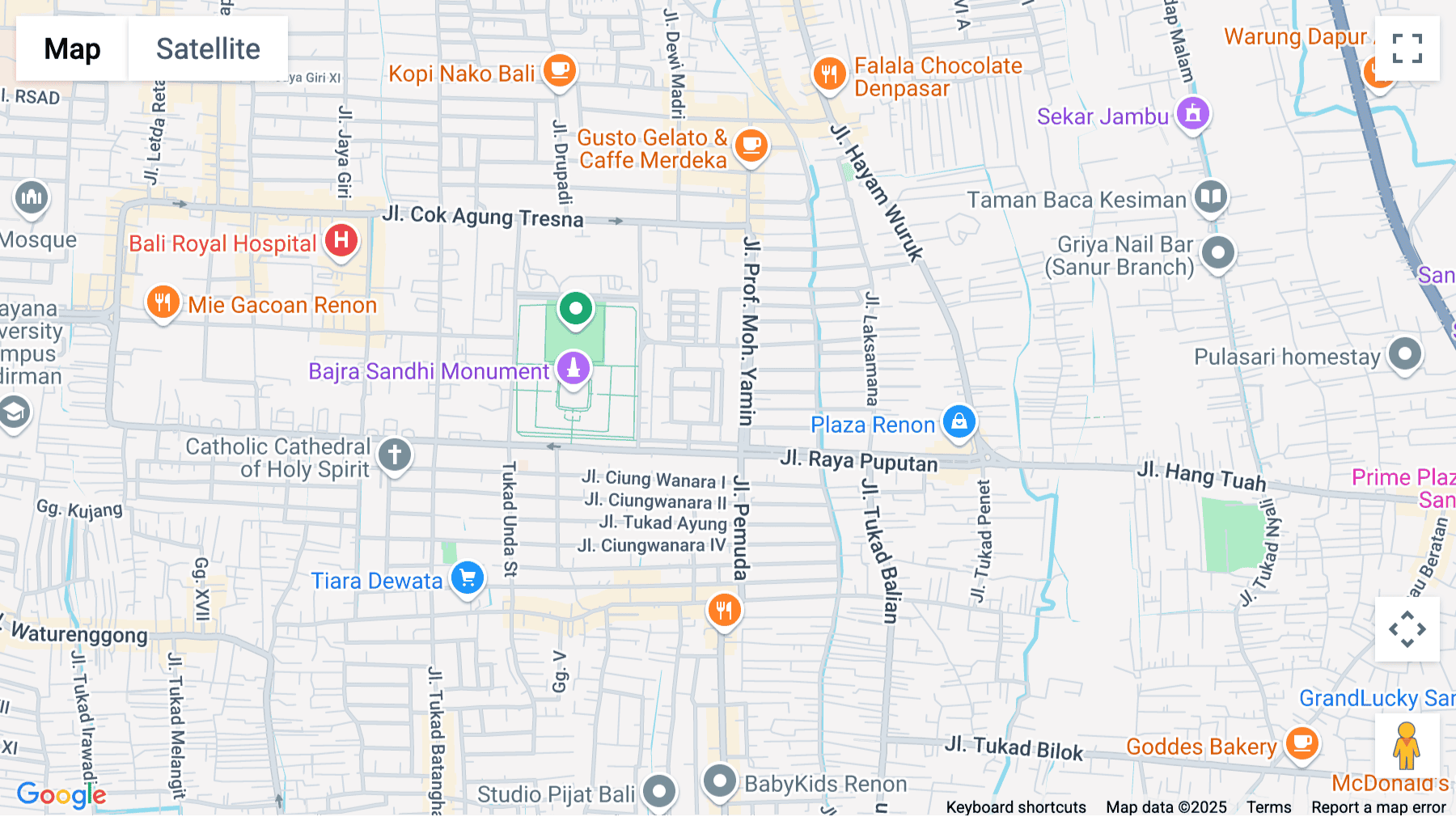 Click for interative map of Renon Landmark, Jalan Professor Mohammad Yamin No.7, Sumerta Kelod, Kecamatan Denpasar Timur, Kota Denpasar, Bali