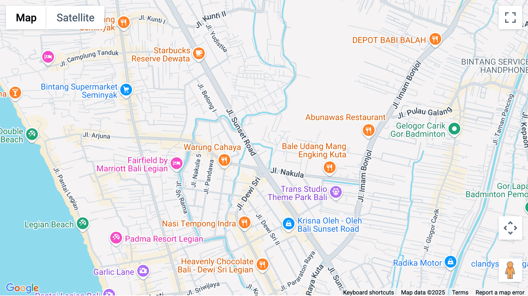 Click for interative map of Jl. Sunset Road No. 99, Kecamatan Kuta, Kabupaten Badung Hotel Berry Biz, Bali