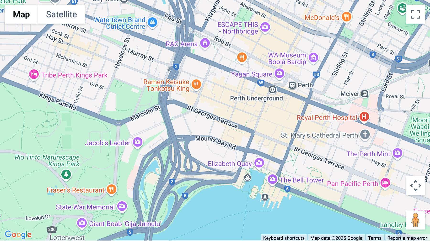 Click for interative map of 191, Saint Georges Terrace, Perth