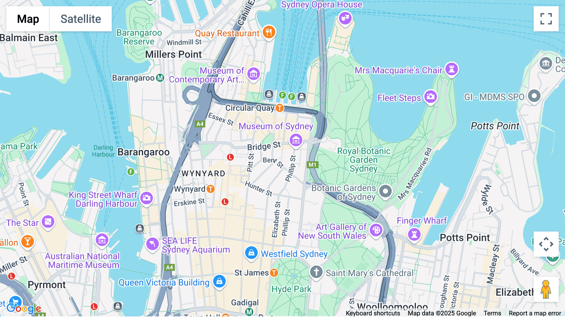 Click for interative map of Level 15, 1 Farrer Place, Sydney