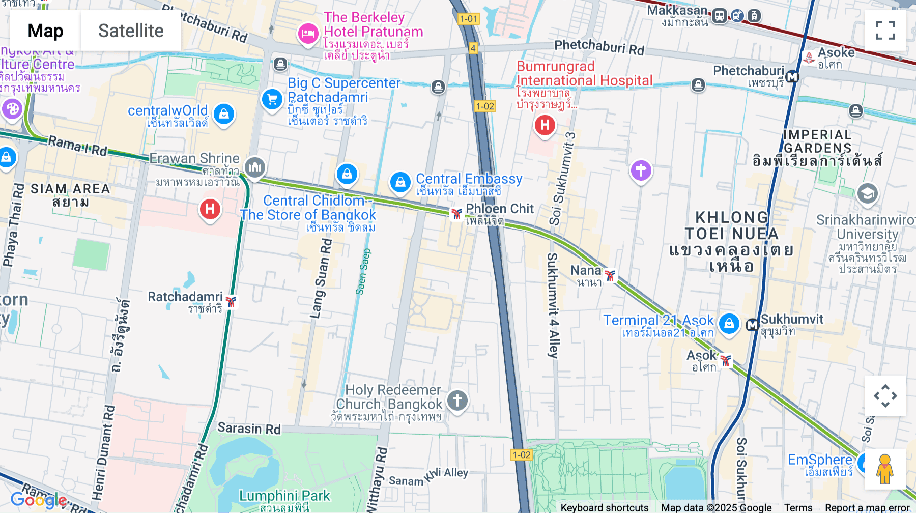 Click for interative map of Thanon Witthayu, Khwaeng Lumphini, Pathumwan, Bangkok