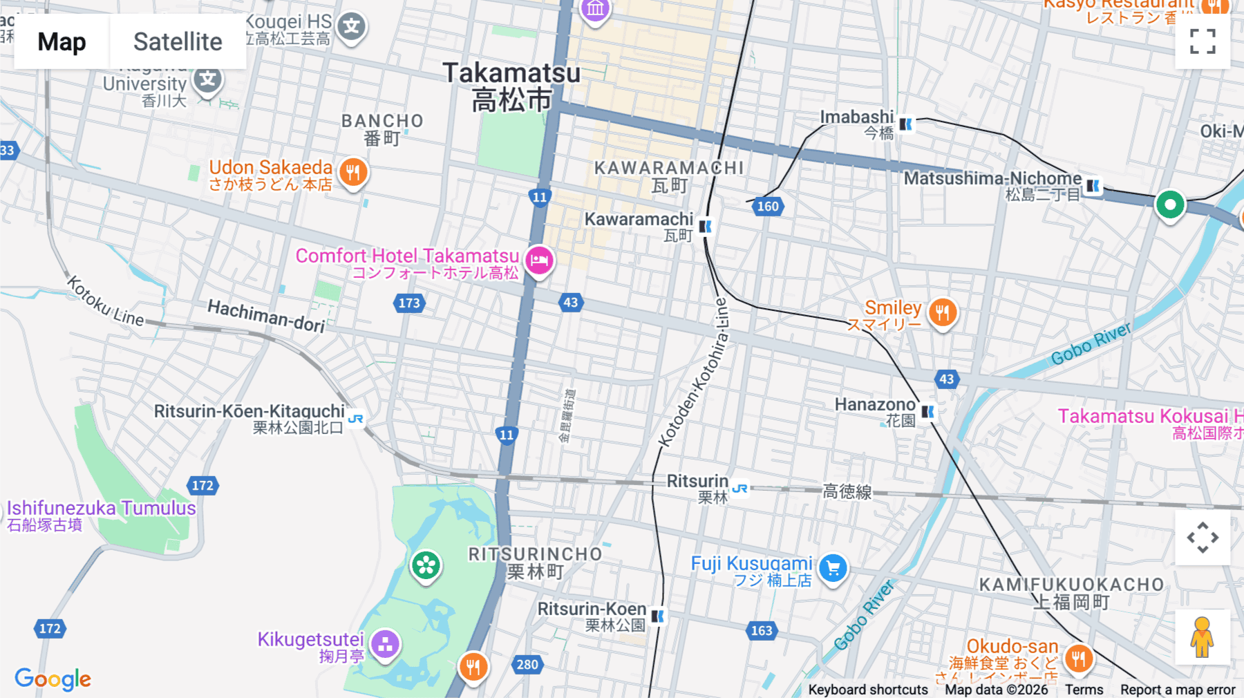 Click for interative map of 1-13 Higashitamachi, Takamatsu City