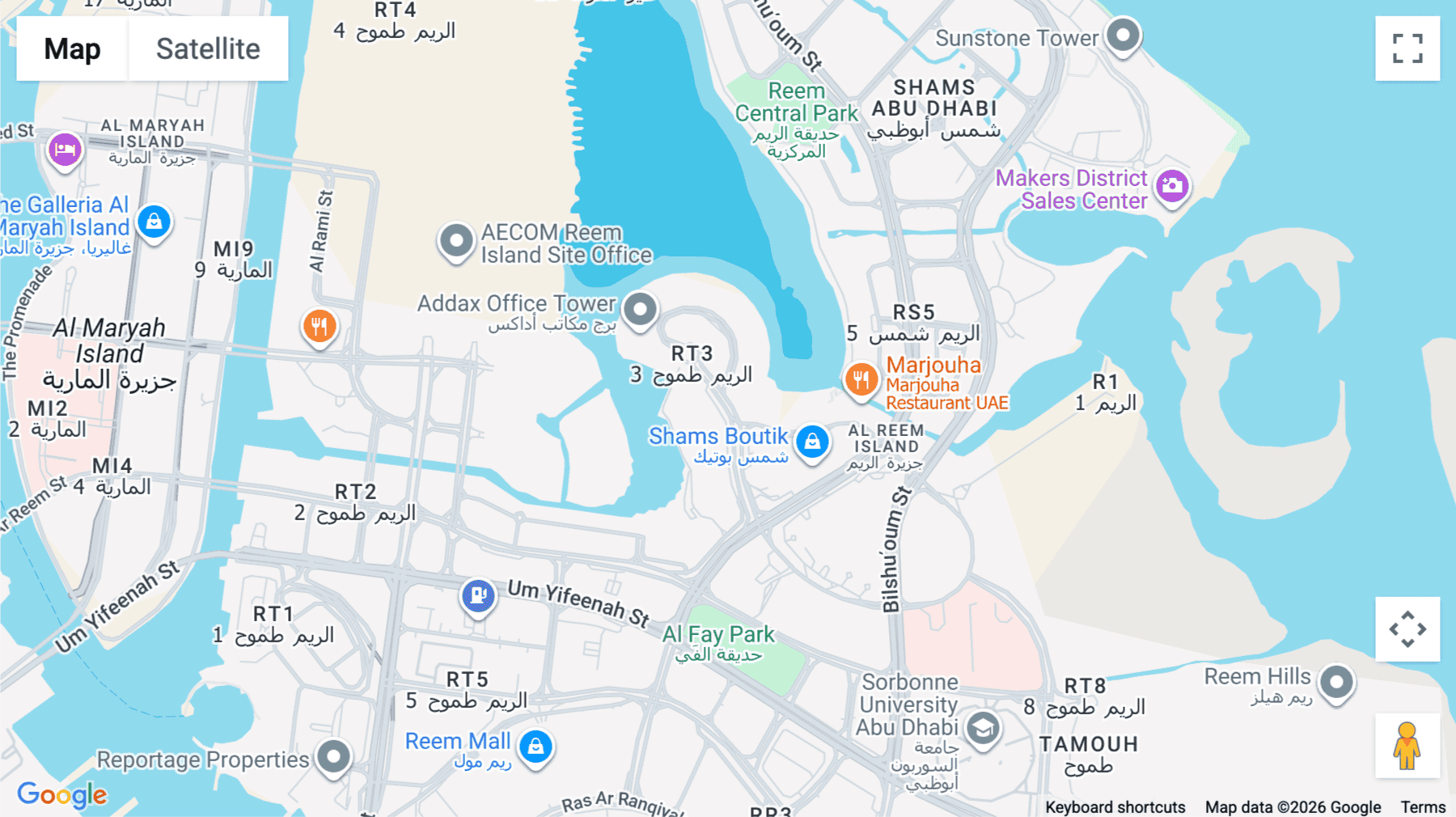 Click for interative map of Al Rayfah Street, Al Reem Island, Addax Tower, 43rd Floor, Abu Dhabi