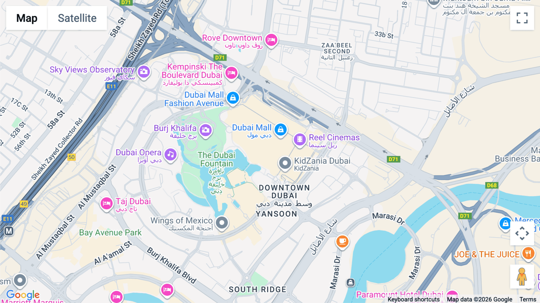 Click for interative map of level 20, Downtown, Dubai