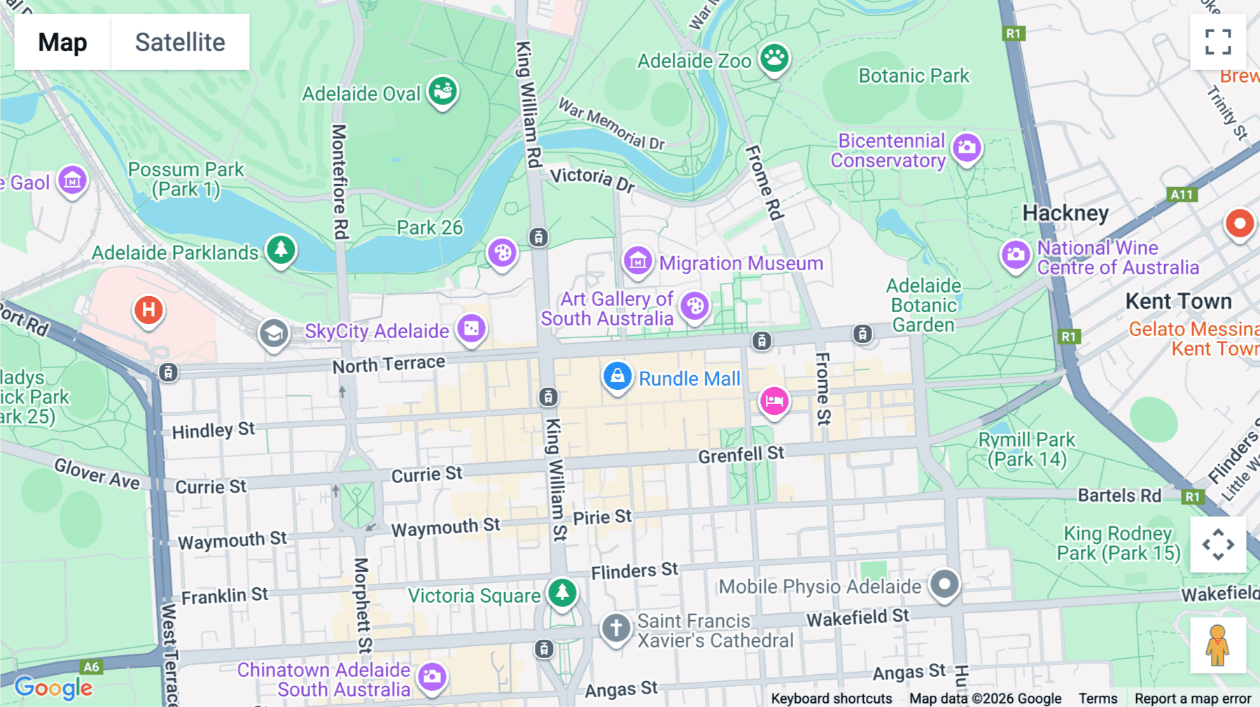 Click for interative map of 198, North Terrace, Adelaide