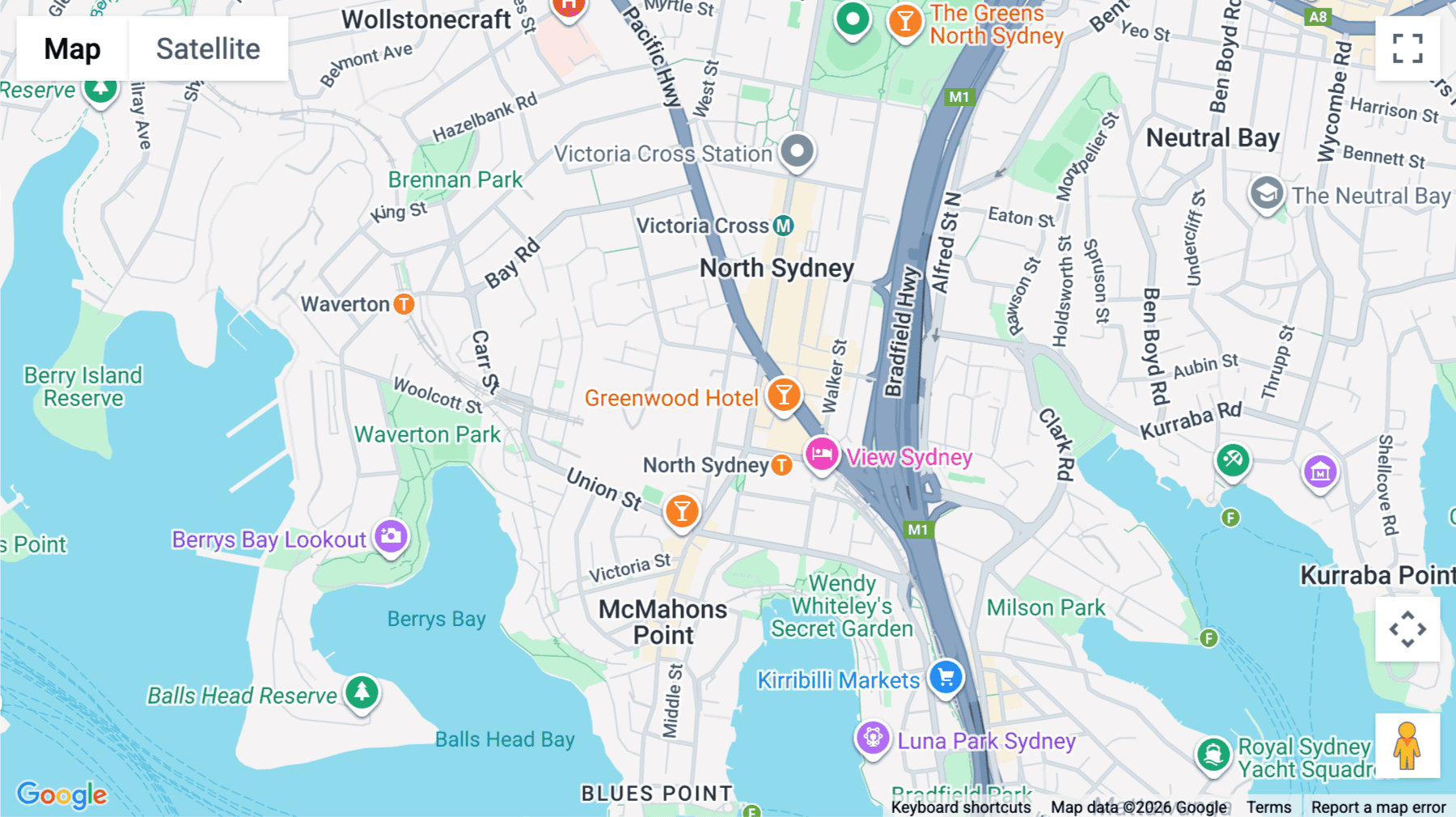 Click for interative map of 50 Miller Street, Sydney